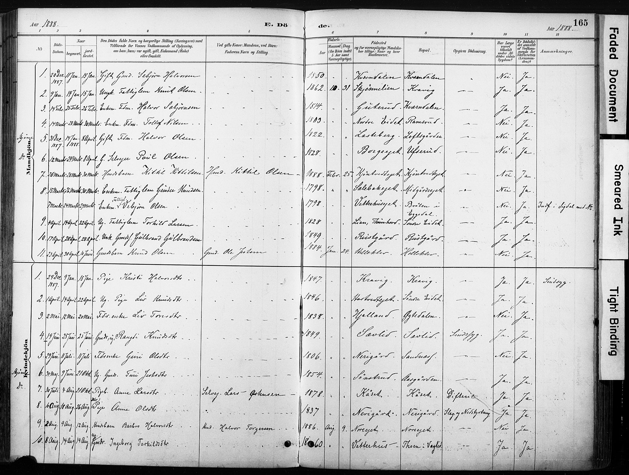 Nore kirkebøker, SAKO/A-238/F/Fb/L0002: Parish register (official) no. II 2, 1886-1906, p. 165