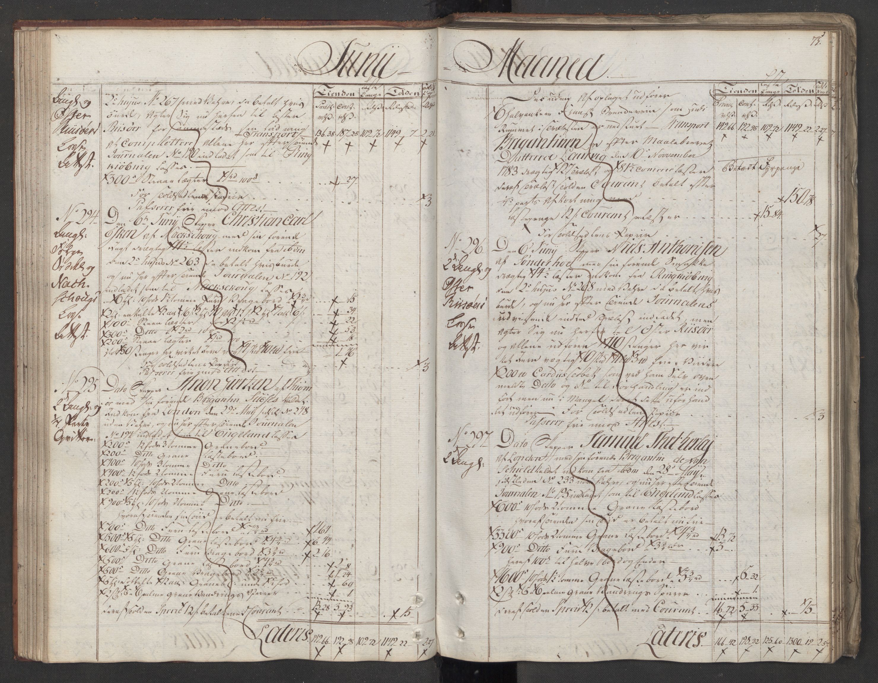 Generaltollkammeret, tollregnskaper, AV/RA-EA-5490/R08/L0151/0001: Tollregnskaper Drammen / Utgående hovedtollbok, 1788, p. 74b-75a