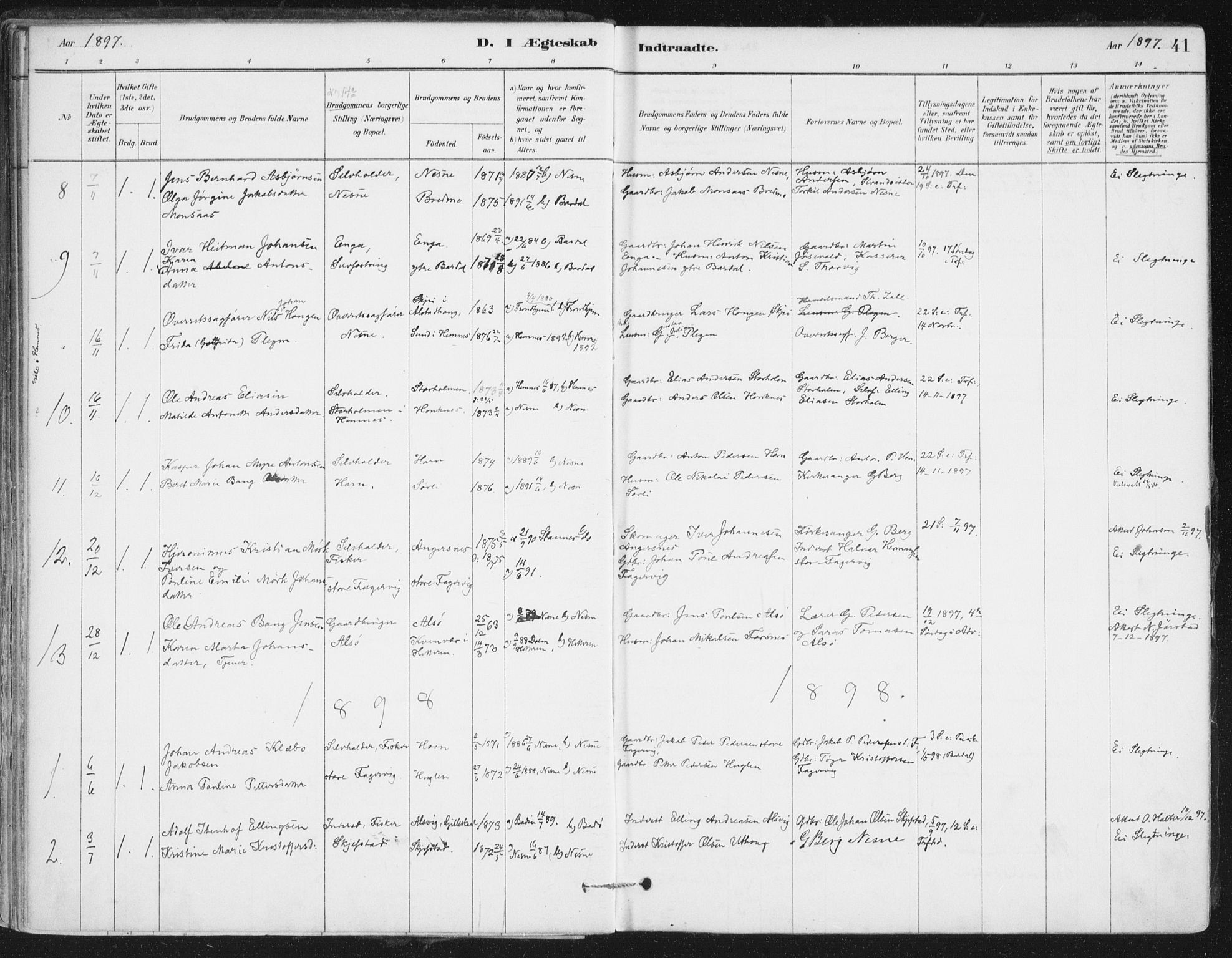 Ministerialprotokoller, klokkerbøker og fødselsregistre - Nordland, AV/SAT-A-1459/838/L0553: Parish register (official) no. 838A11, 1880-1910, p. 41