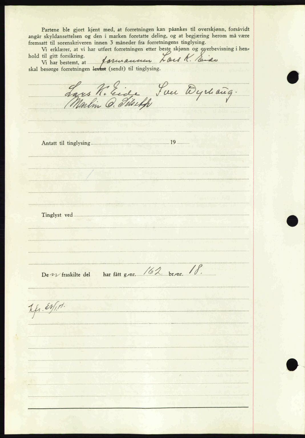 Nordmøre sorenskriveri, SAT/A-4132/1/2/2Ca: Mortgage book no. A89, 1940-1941, Diary no: : 1859/1940