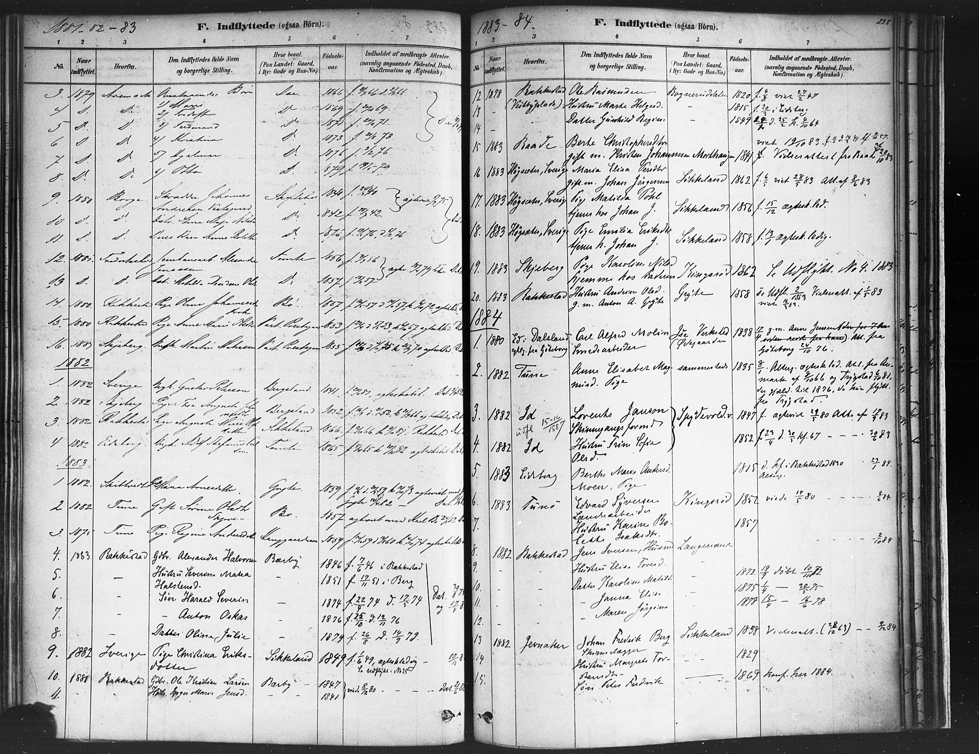 Varteig prestekontor Kirkebøker, SAO/A-10447a/F/Fa/L0002: Parish register (official) no. 2, 1878-1899, p. 238