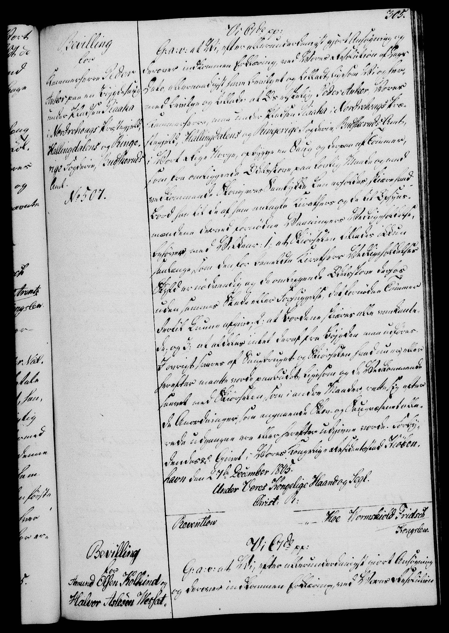 Rentekammeret, Kammerkanselliet, AV/RA-EA-3111/G/Gg/Gga/L0018: Norsk ekspedisjonsprotokoll med register (merket RK 53.18), 1804-1806, p. 305