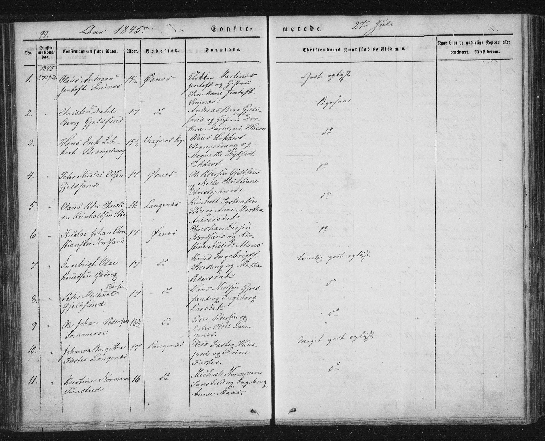 Ministerialprotokoller, klokkerbøker og fødselsregistre - Nordland, AV/SAT-A-1459/893/L1332: Parish register (official) no. 893A05, 1841-1858, p. 99