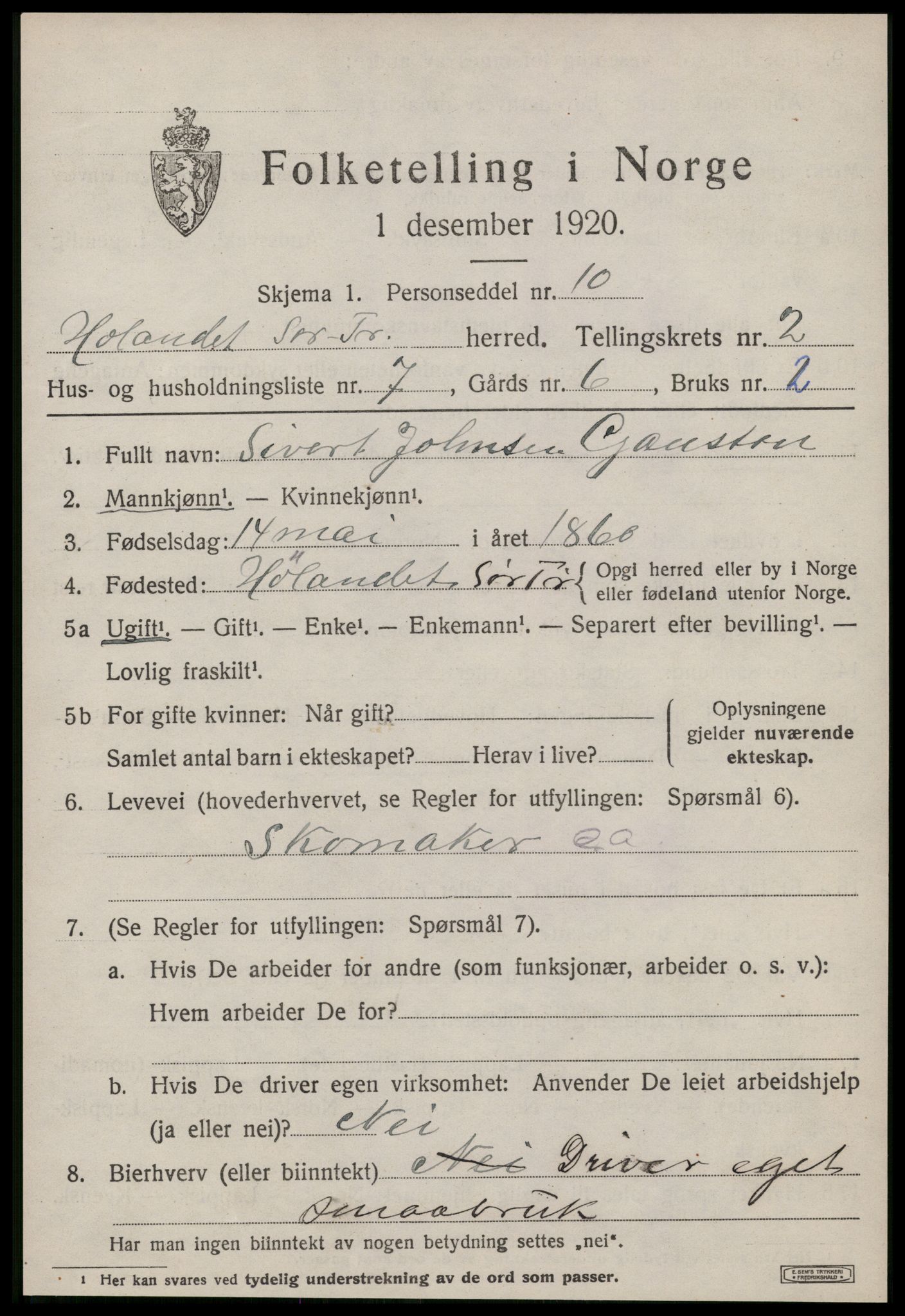 SAT, 1920 census for Hølonda, 1920, p. 611