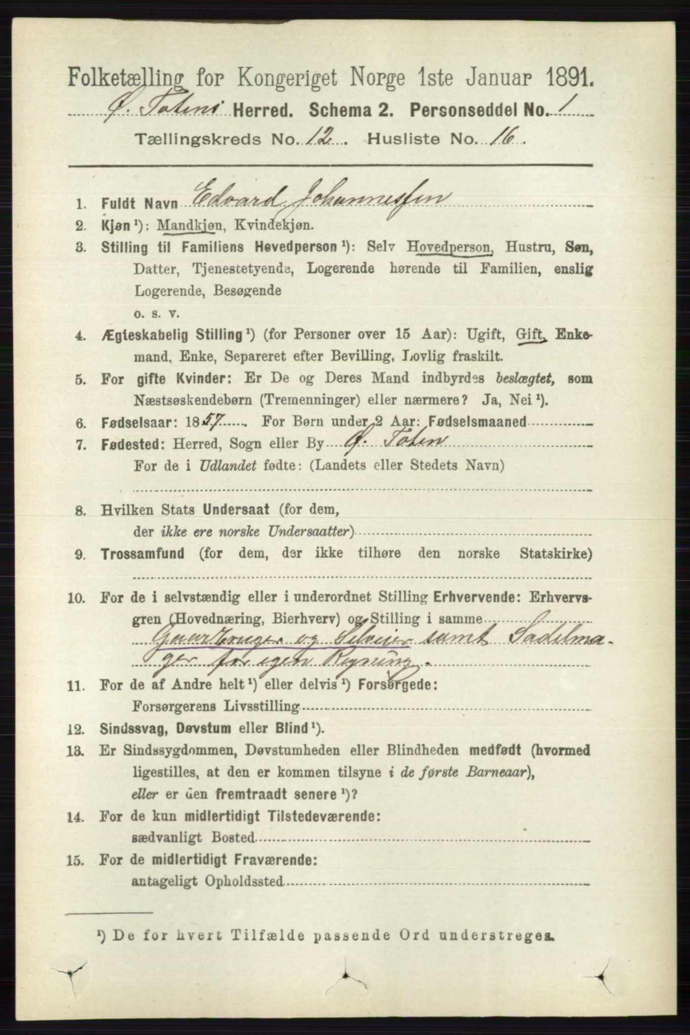 RA, 1891 census for 0528 Østre Toten, 1891, p. 7862