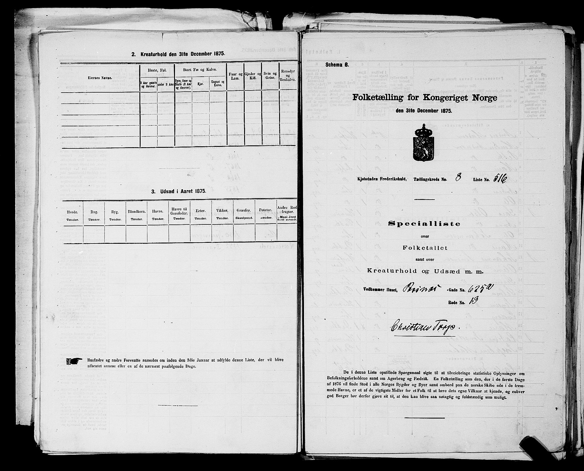 RA, 1875 census for 0101P Fredrikshald, 1875, p. 1151