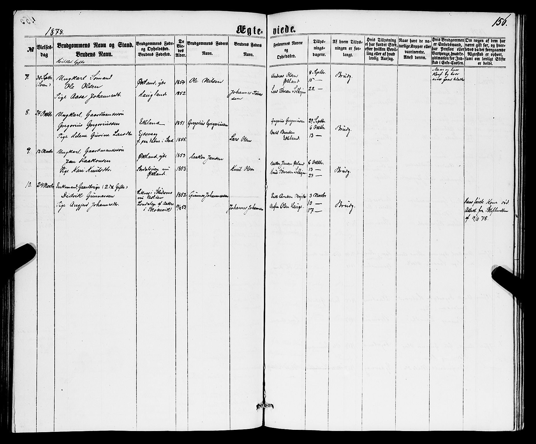 Sveio Sokneprestembete, AV/SAB-A-78501/H/Hab: Parish register (copy) no. B 1, 1864-1886, p. 156