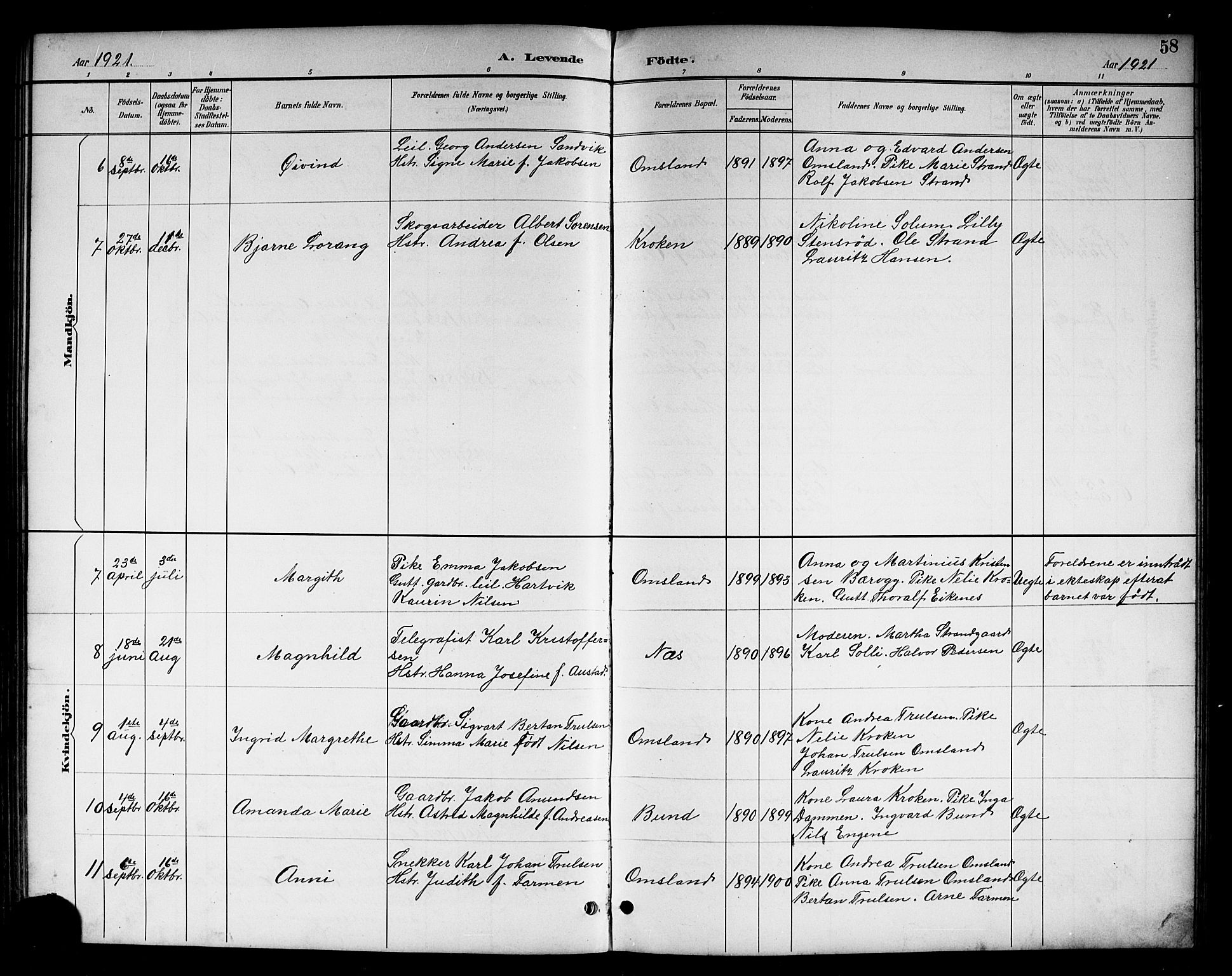 Brunlanes kirkebøker, SAKO/A-342/G/Gc/L0002: Parish register (copy) no. III 2, 1891-1922, p. 58
