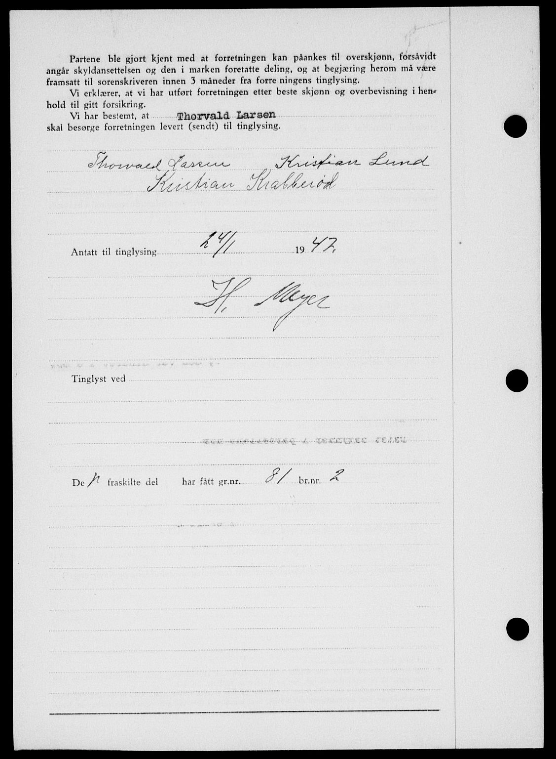 Onsøy sorenskriveri, SAO/A-10474/G/Ga/Gab/L0018: Mortgage book no. II A-18, 1946-1947, Diary no: : 218/1947