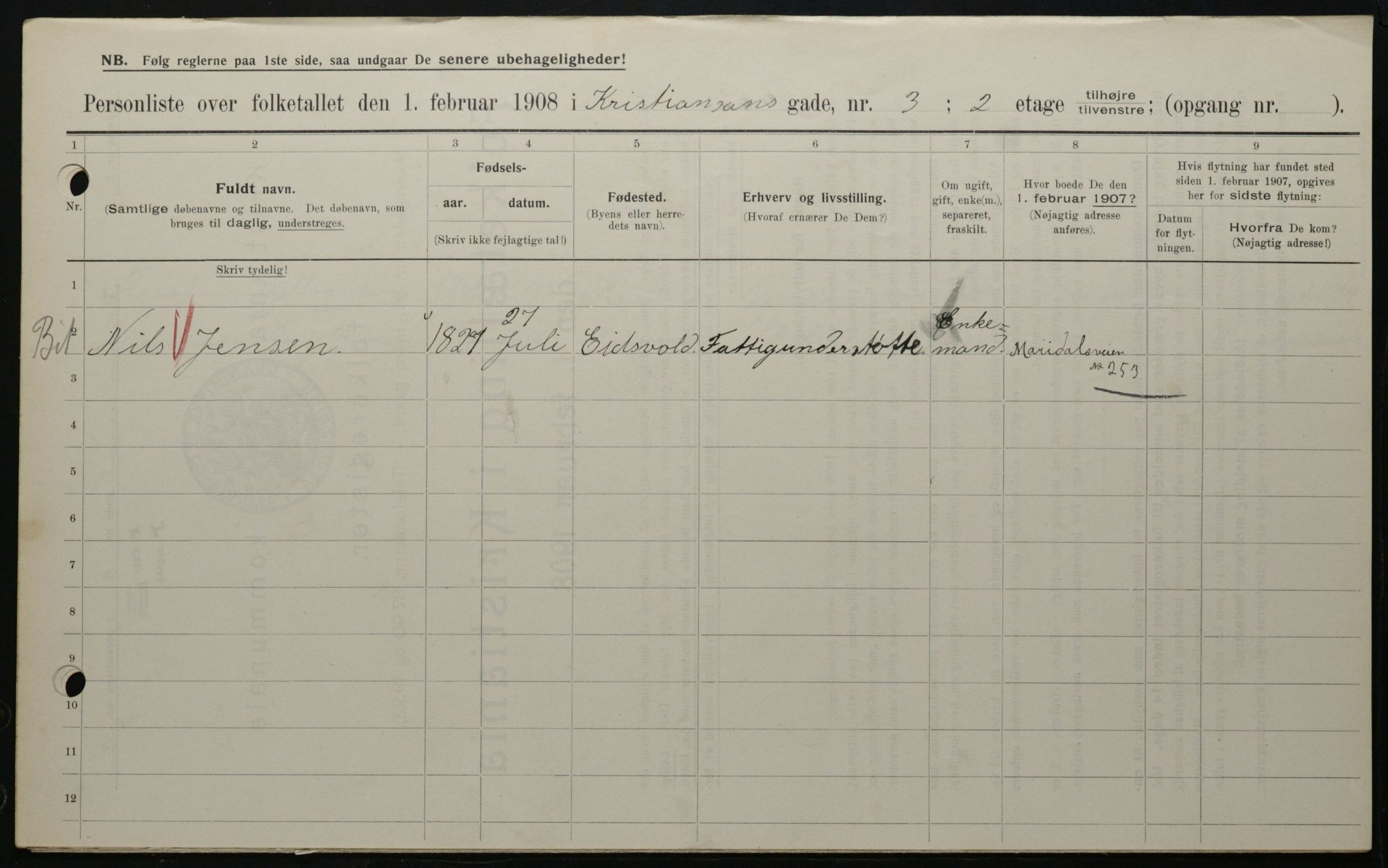 OBA, Municipal Census 1908 for Kristiania, 1908, p. 48589