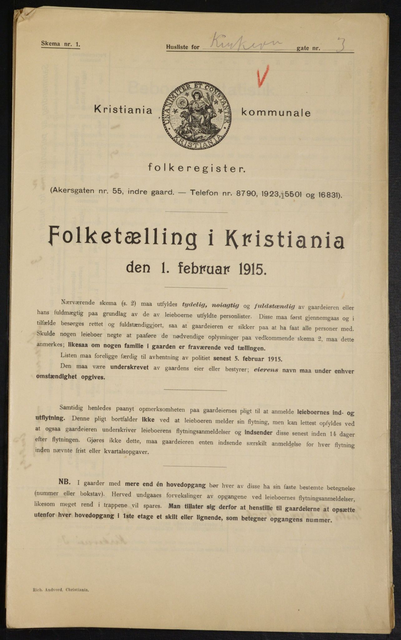 OBA, Municipal Census 1915 for Kristiania, 1915, p. 50415