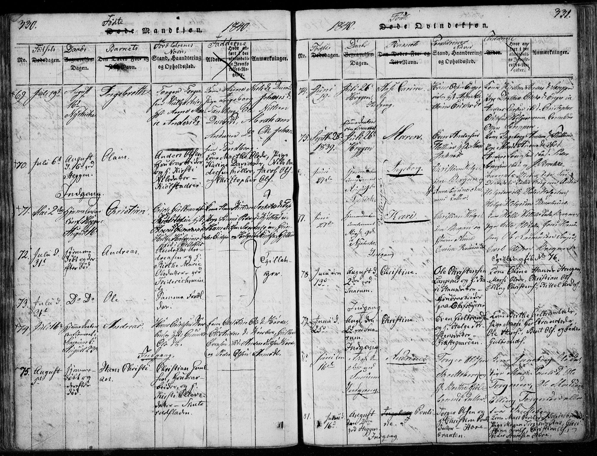 Modum kirkebøker, SAKO/A-234/F/Fa/L0006: Parish register (official) no. 6, 1832-1841, p. 330-331