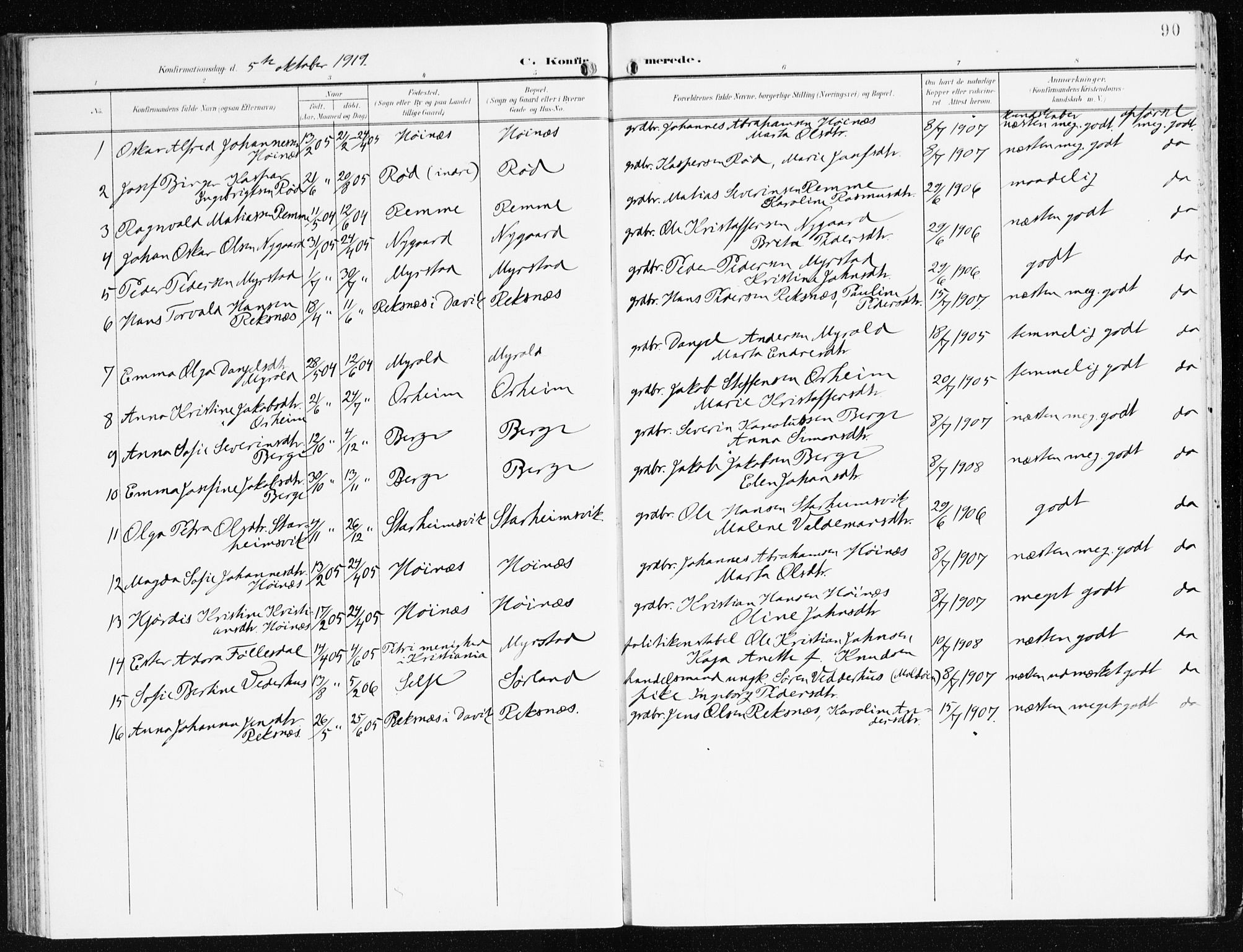 Eid sokneprestembete, SAB/A-82301/H/Haa/Haac/L0002: Parish register (official) no. C 2, 1899-1927, p. 90