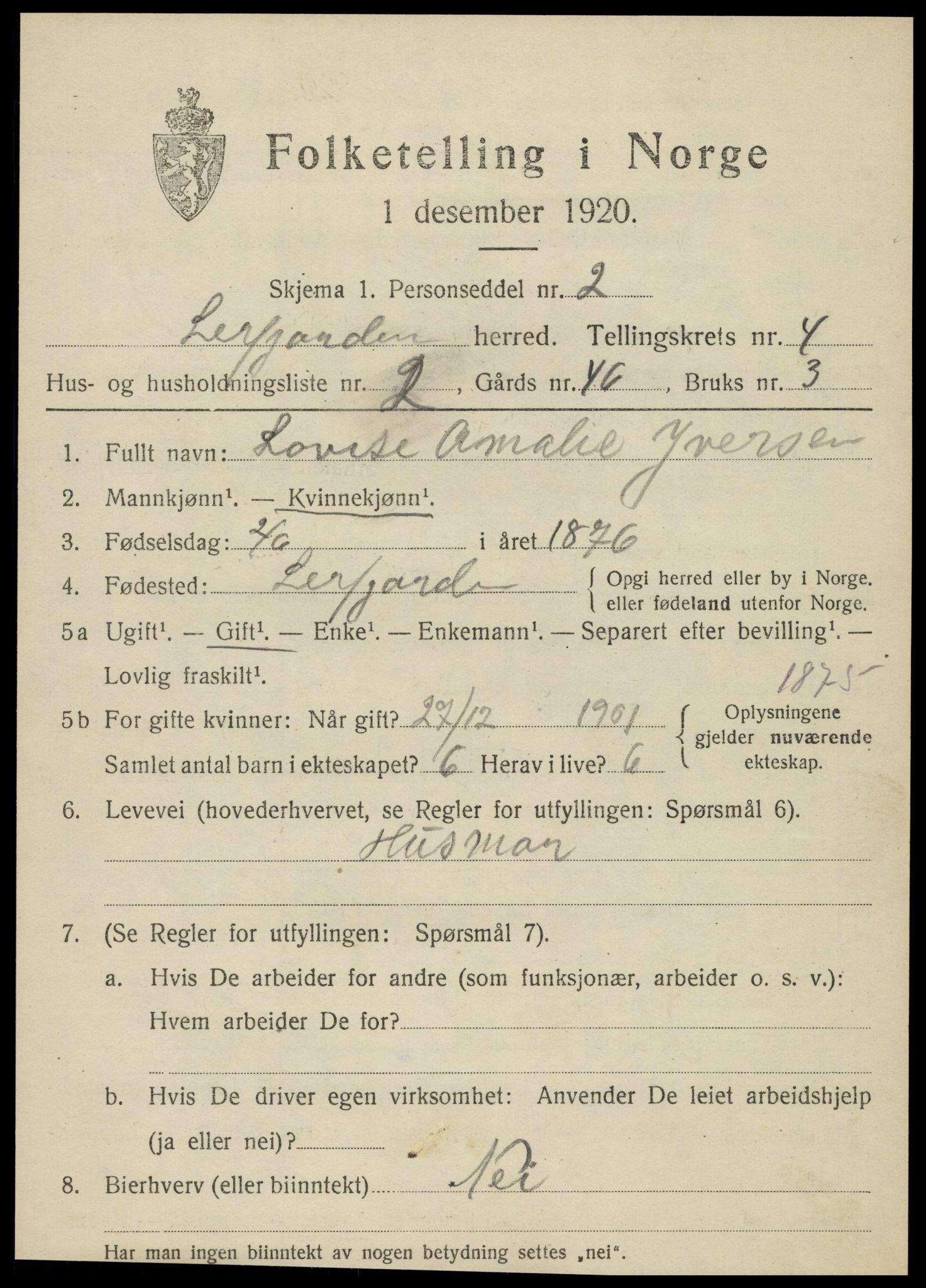 SAT, 1920 census for Leirfjord, 1920, p. 2515