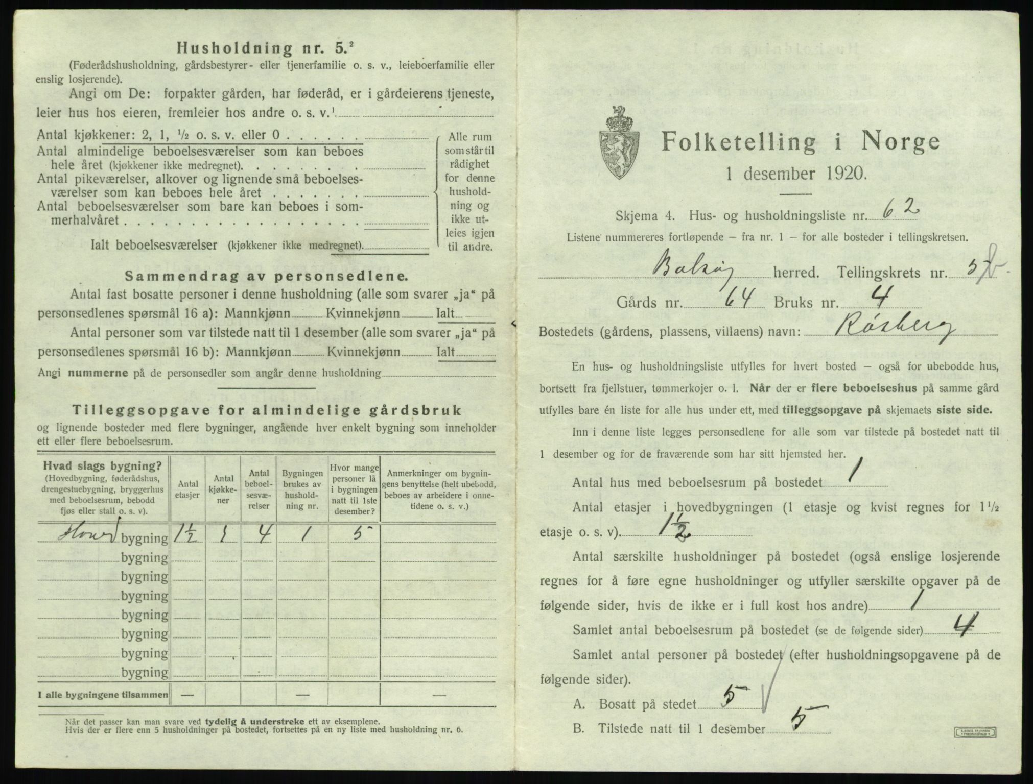 SAT, 1920 census for Bolsøy, 1920, p. 1023