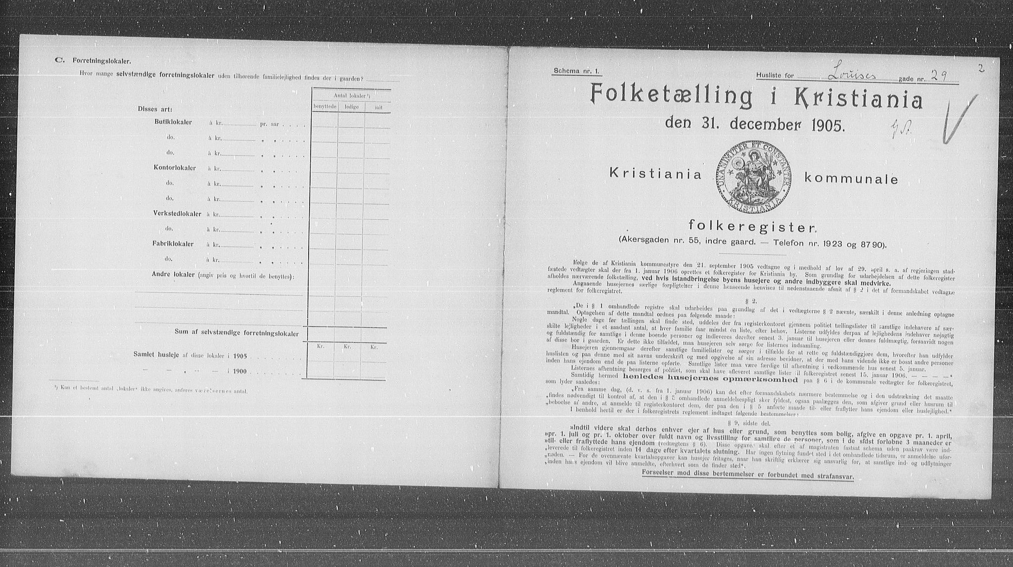 OBA, Municipal Census 1905 for Kristiania, 1905, p. 30708