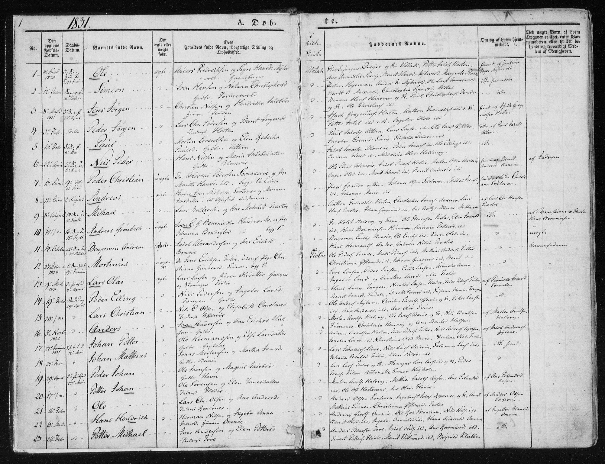 Ministerialprotokoller, klokkerbøker og fødselsregistre - Nordland, SAT/A-1459/830/L0446: Parish register (official) no. 830A10, 1831-1865, p. 1