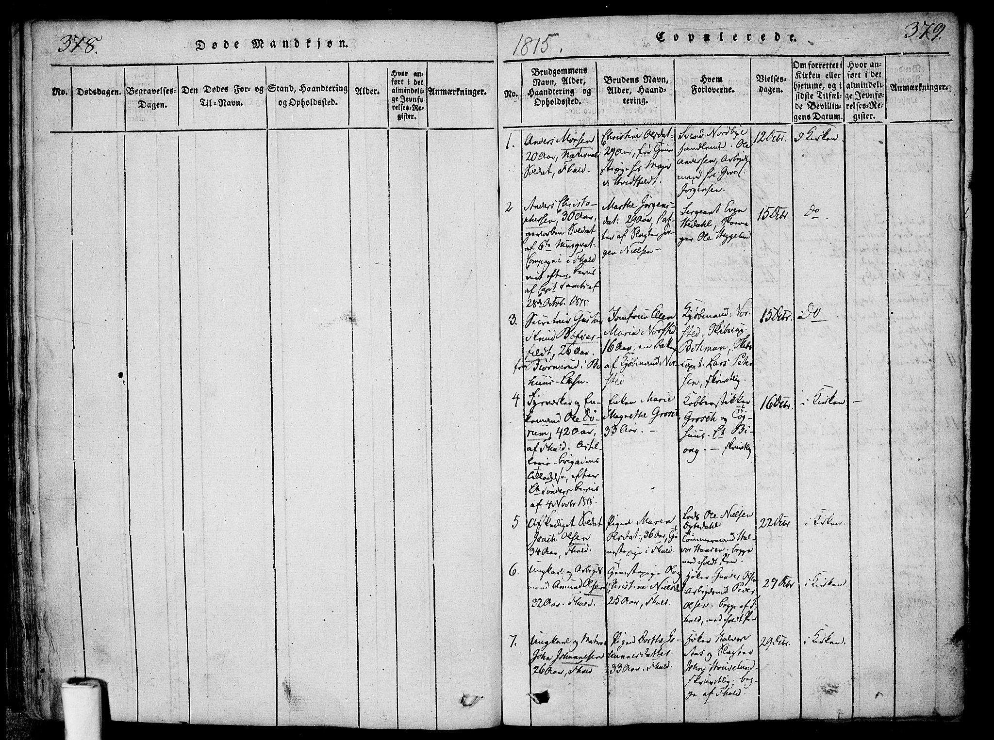 Halden prestekontor Kirkebøker, SAO/A-10909/F/Fa/L0003: Parish register (official) no. I 3, 1815-1834, p. 378-379