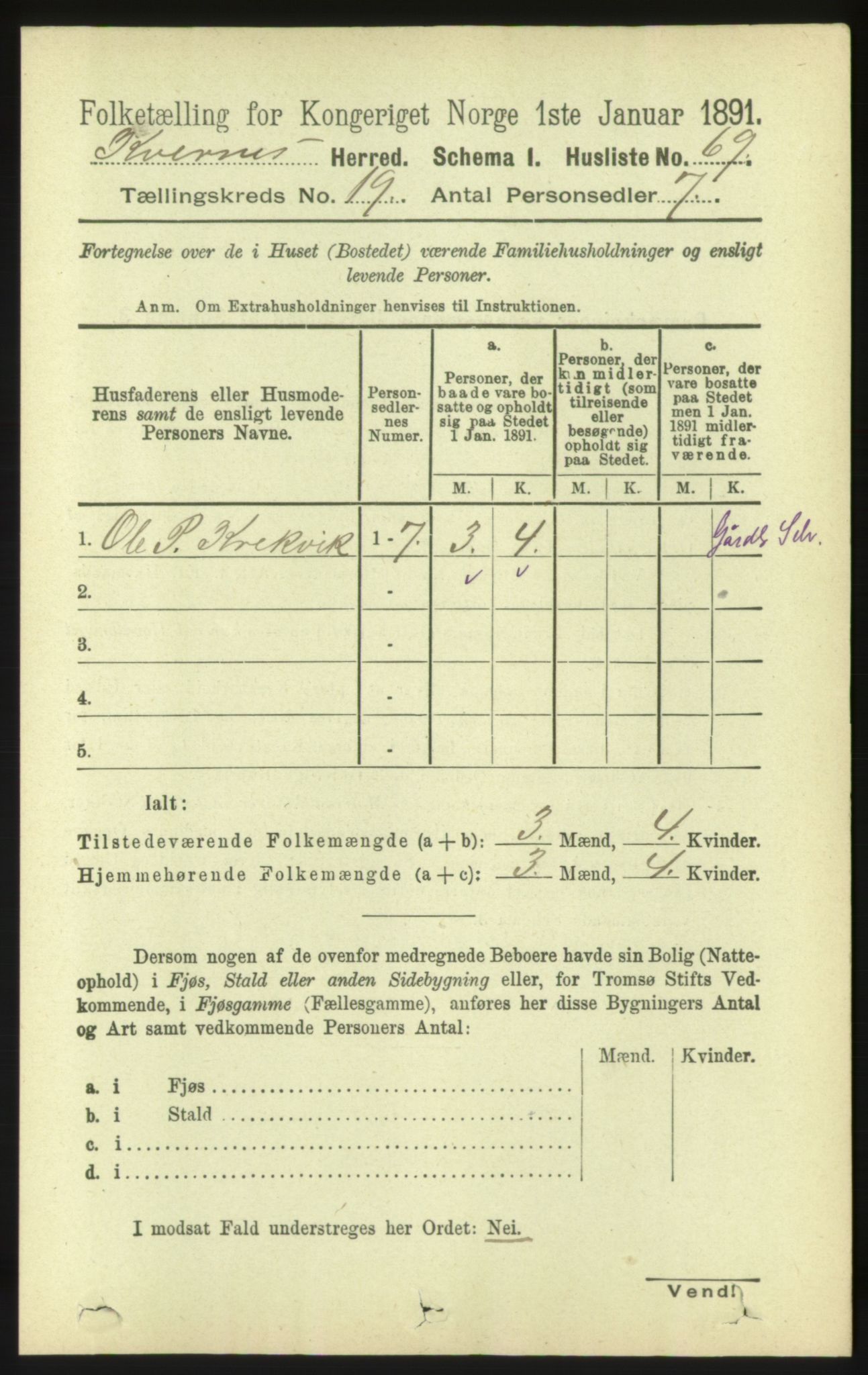 RA, 1891 census for 1553 Kvernes, 1891, p. 8446