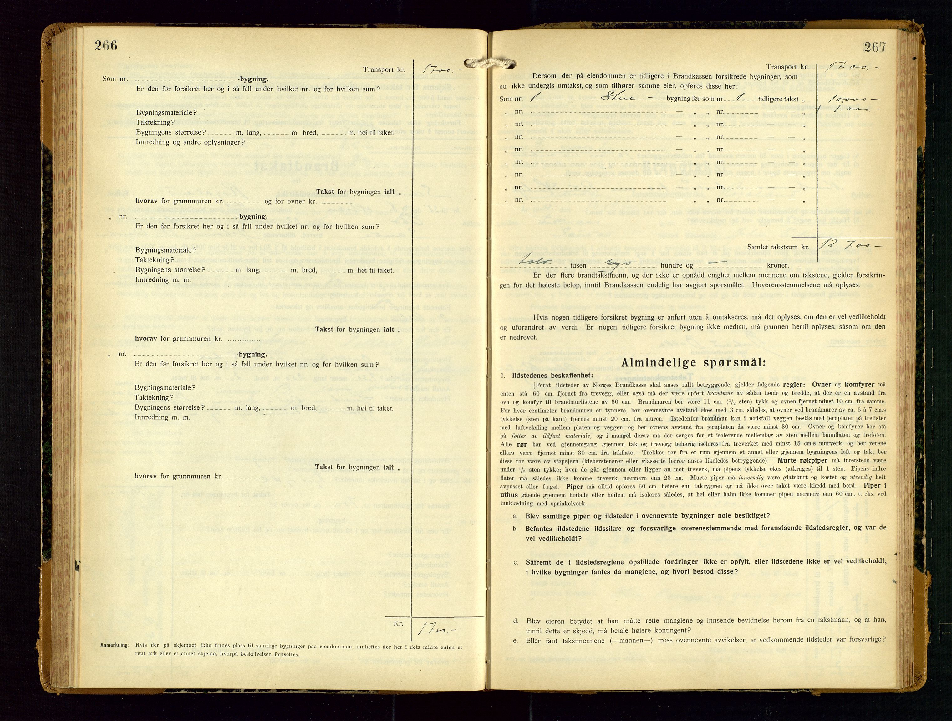 Sauda lensmannskontor, SAST/A-100177/Gob/L0003: Branntakstprotokoll - skjematakst, 1928-1936, p. 266-267