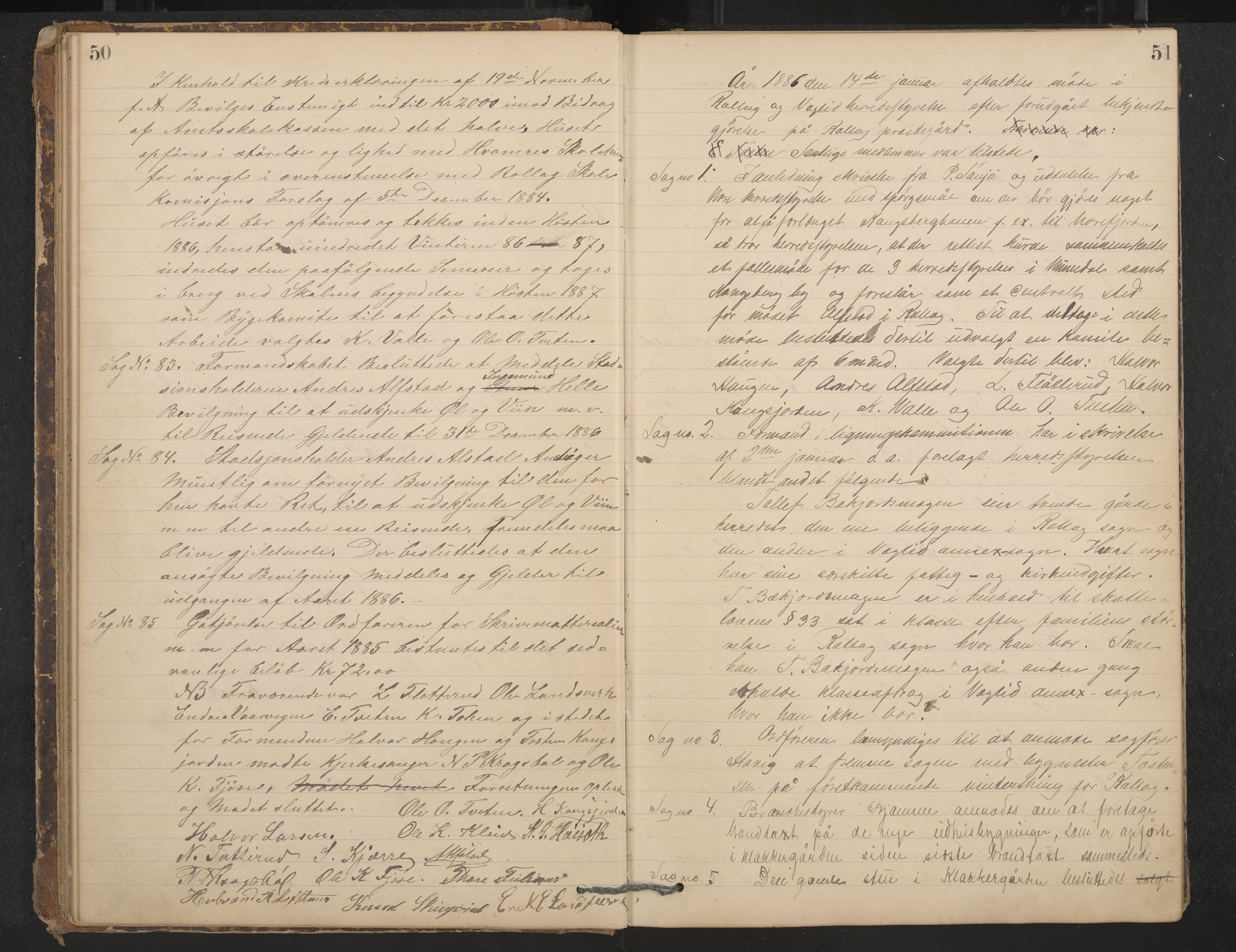 Rollag formannskap og sentraladministrasjon, IKAK/0632021-2/A/Aa/L0003: Møtebok, 1884-1897, p. 50-51