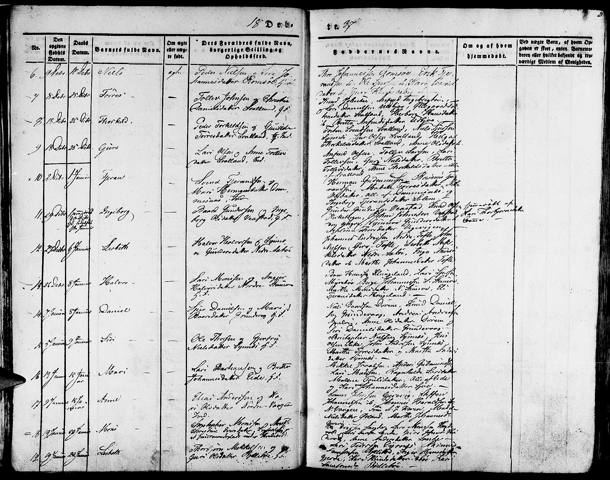 Fjelberg sokneprestembete, SAB/A-75201/H/Haa: Parish register (official) no. A 6, 1835-1851, p. 21