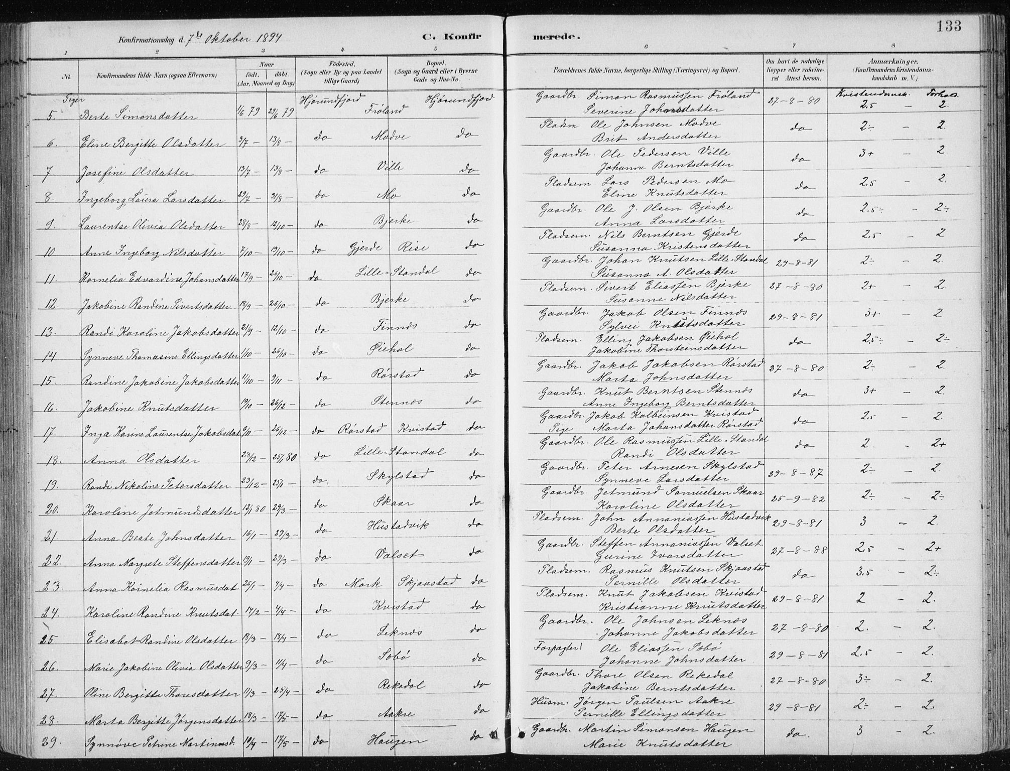 Ministerialprotokoller, klokkerbøker og fødselsregistre - Møre og Romsdal, AV/SAT-A-1454/515/L0215: Parish register (copy) no. 515C02, 1884-1906, p. 133