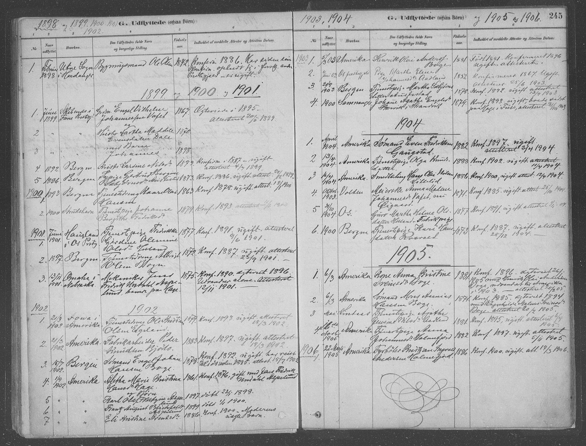 Fusa sokneprestembete, AV/SAB-A-75401/H/Haa: Parish register (official) no. B 1, 1880-1938, p. 245