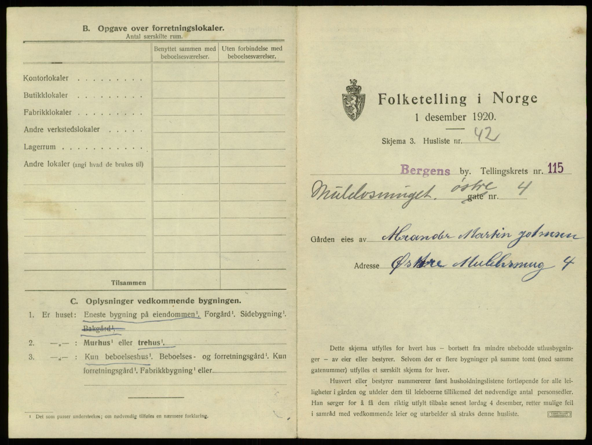 SAB, 1920 census for Bergen, 1920, p. 10396