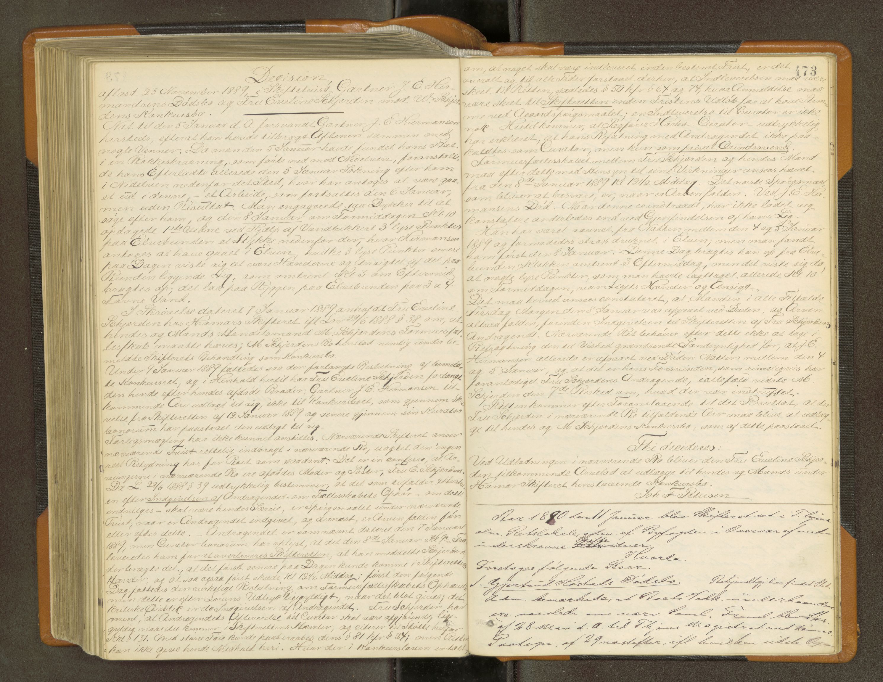 Trondheim byfogd, AV/SAT-A-0003/1/3/3B/L0010: Skiftebehandlingsprotokoll (u/ register) U, 1884-1890, p. 473