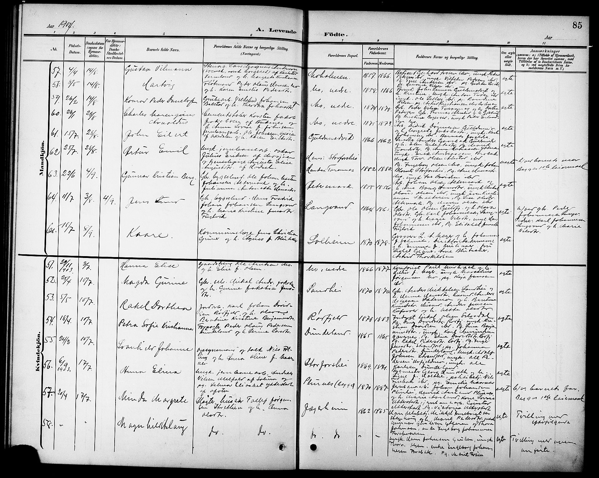 Ministerialprotokoller, klokkerbøker og fødselsregistre - Nordland, AV/SAT-A-1459/827/L0422: Parish register (copy) no. 827C11, 1899-1912, p. 85