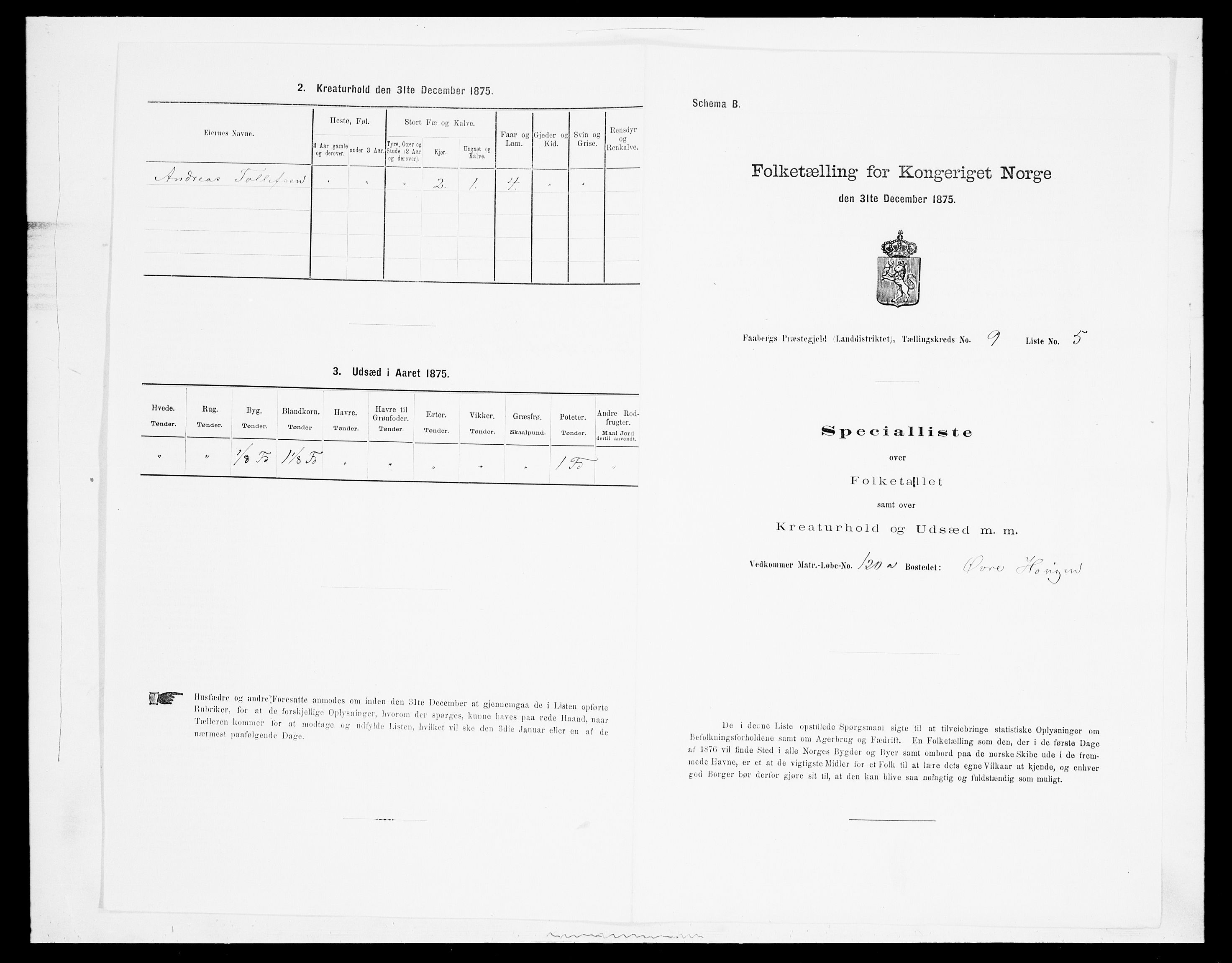 SAH, 1875 census for 0524L Fåberg/Fåberg og Lillehammer, 1875, p. 1116