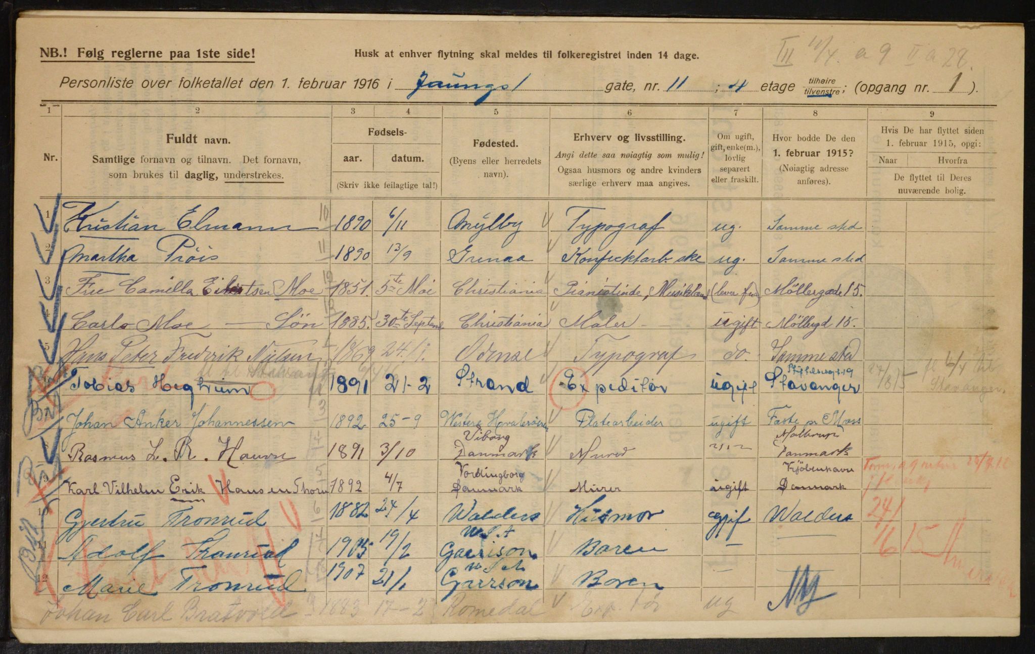 OBA, Municipal Census 1916 for Kristiania, 1916, p. 132267