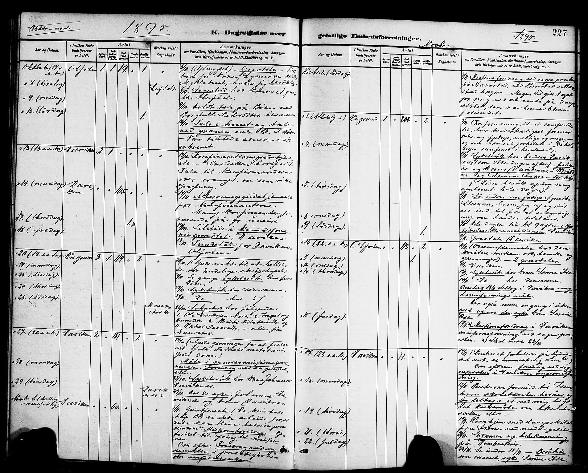 Davik sokneprestembete, SAB/A-79701/H/Haa/Haab/L0001: Parish register (official) no. B 1, 1882-1900, p. 227