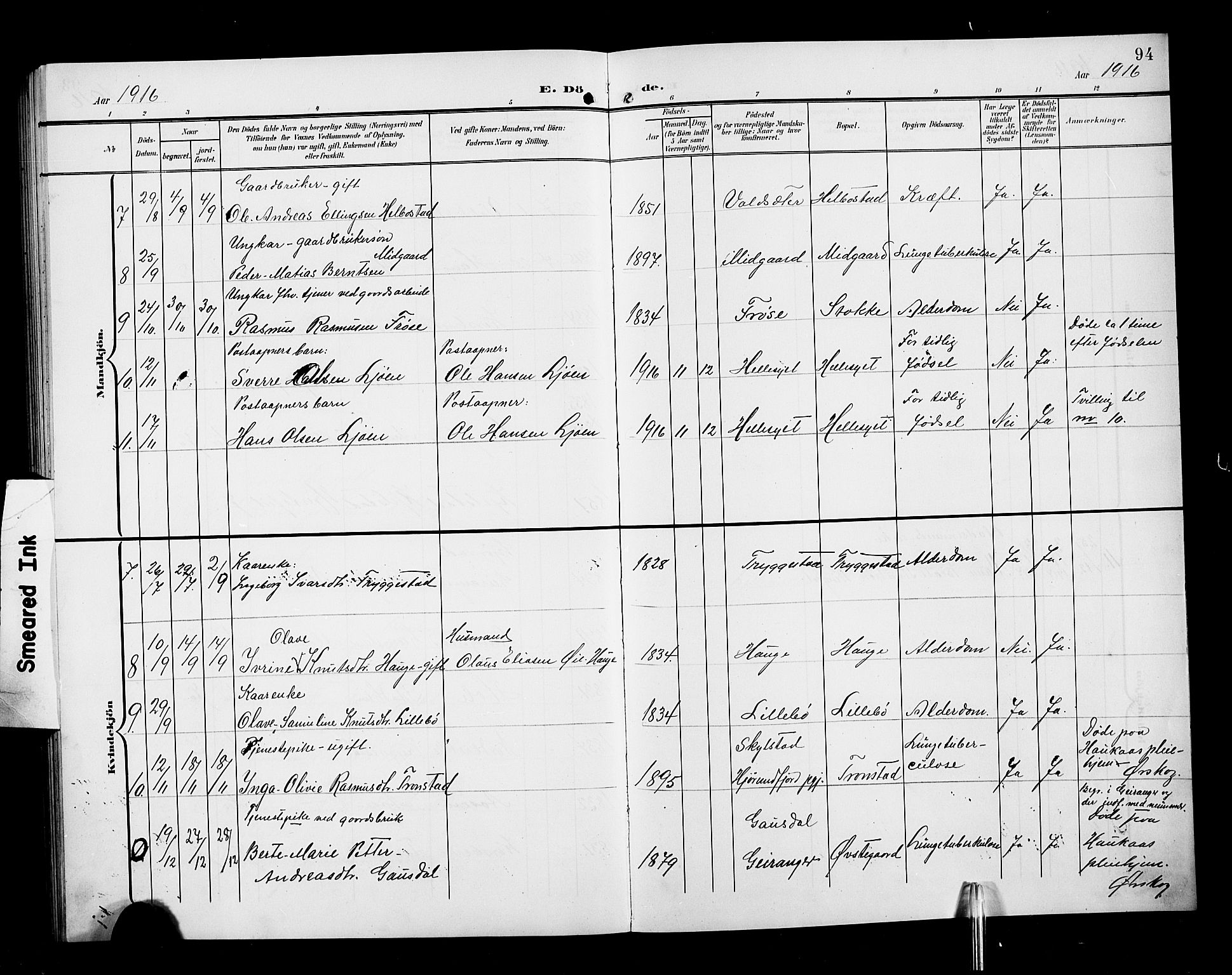 Ministerialprotokoller, klokkerbøker og fødselsregistre - Møre og Romsdal, AV/SAT-A-1454/517/L0231: Parish register (copy) no. 517C04, 1904-1918, p. 94