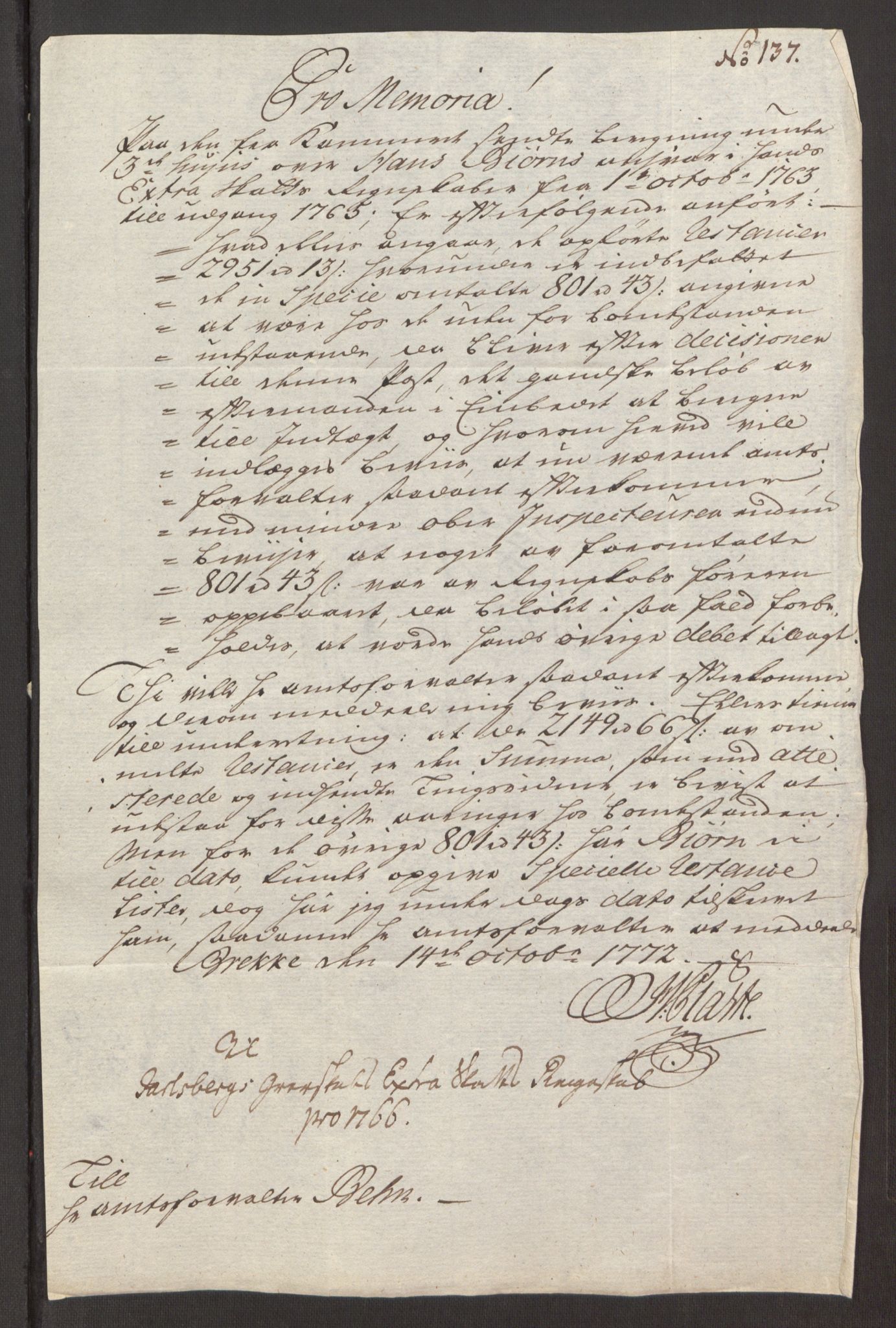 Rentekammeret inntil 1814, Reviderte regnskaper, Fogderegnskap, RA/EA-4092/R32/L1960: Ekstraskatten Jarlsberg grevskap, 1762-1772, p. 112