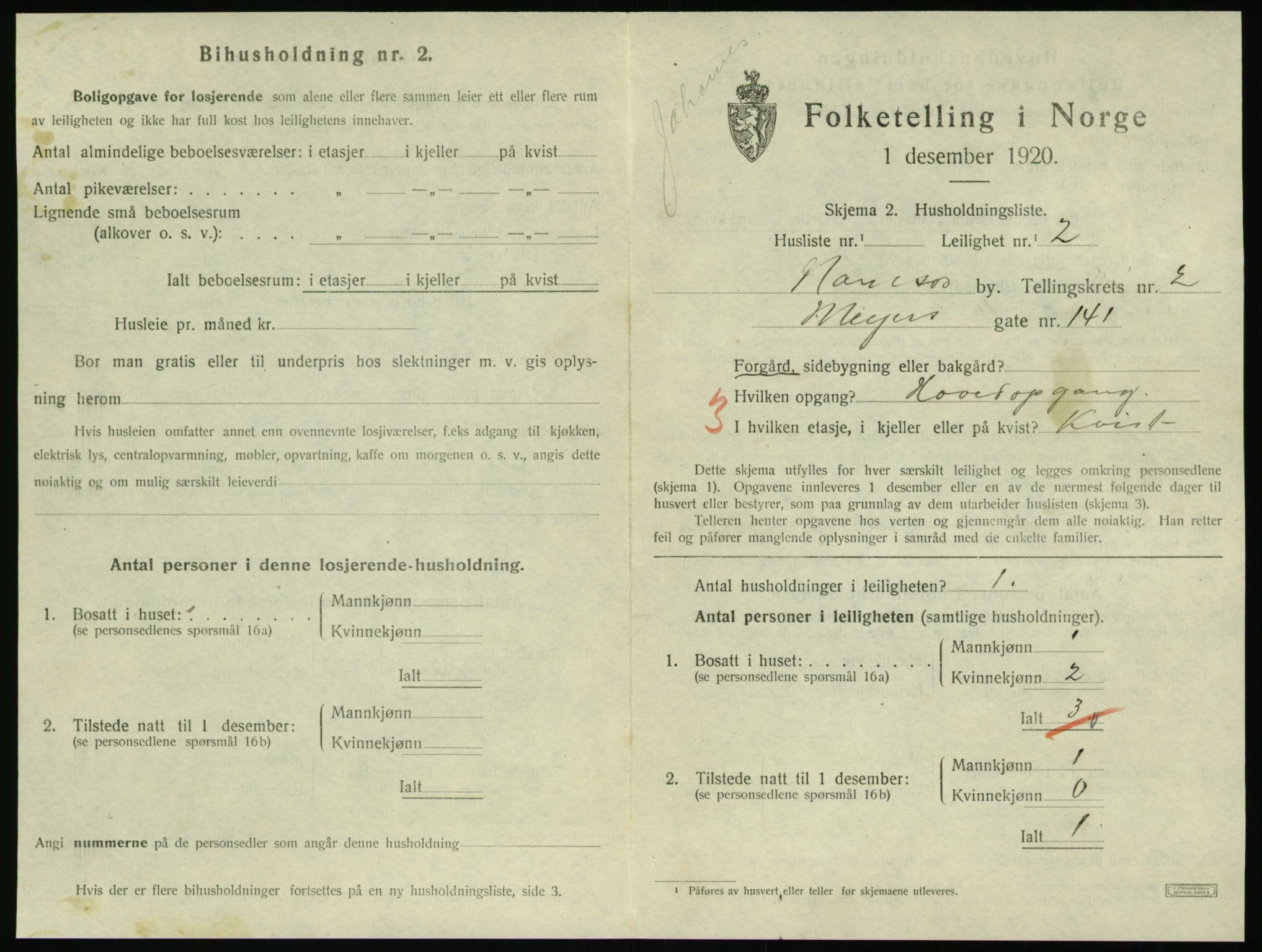 SAT, 1920 census for Namsos, 1920, p. 1057