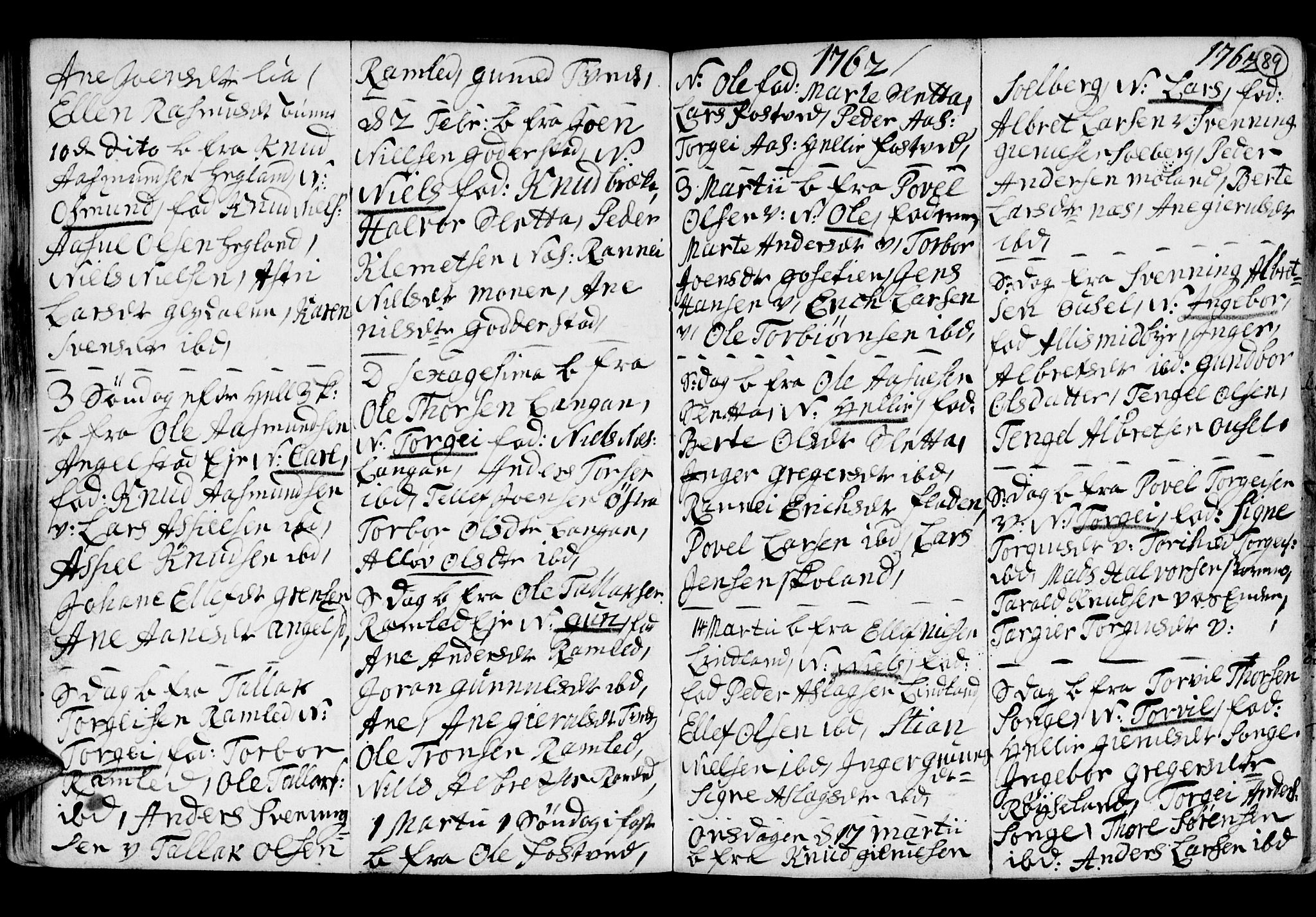 Holt sokneprestkontor, SAK/1111-0021/F/Fb/L0005: Parish register (copy) no. B 5, 1746-1764, p. 89