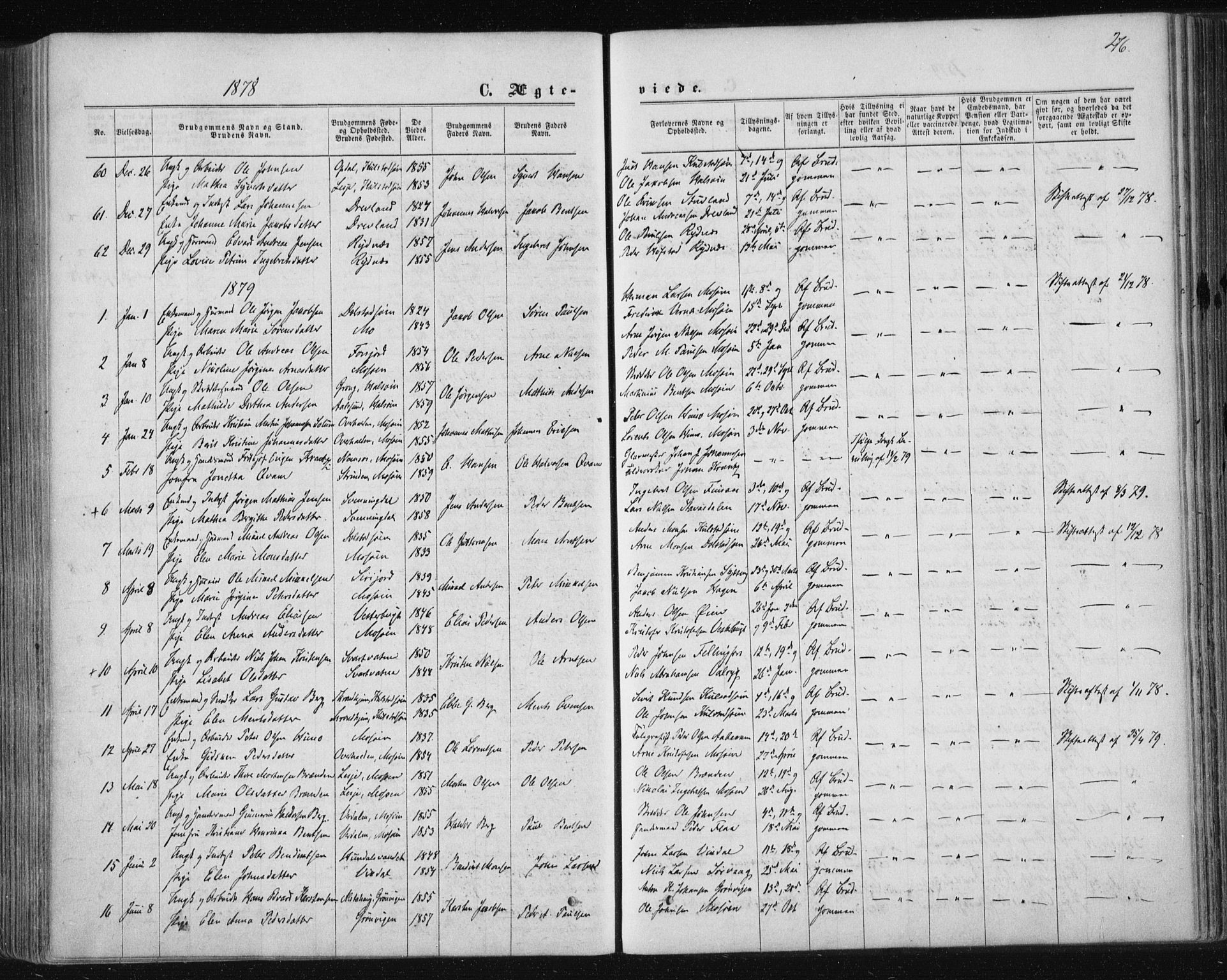 Ministerialprotokoller, klokkerbøker og fødselsregistre - Nordland, SAT/A-1459/820/L0294: Parish register (official) no. 820A15, 1866-1879, p. 276