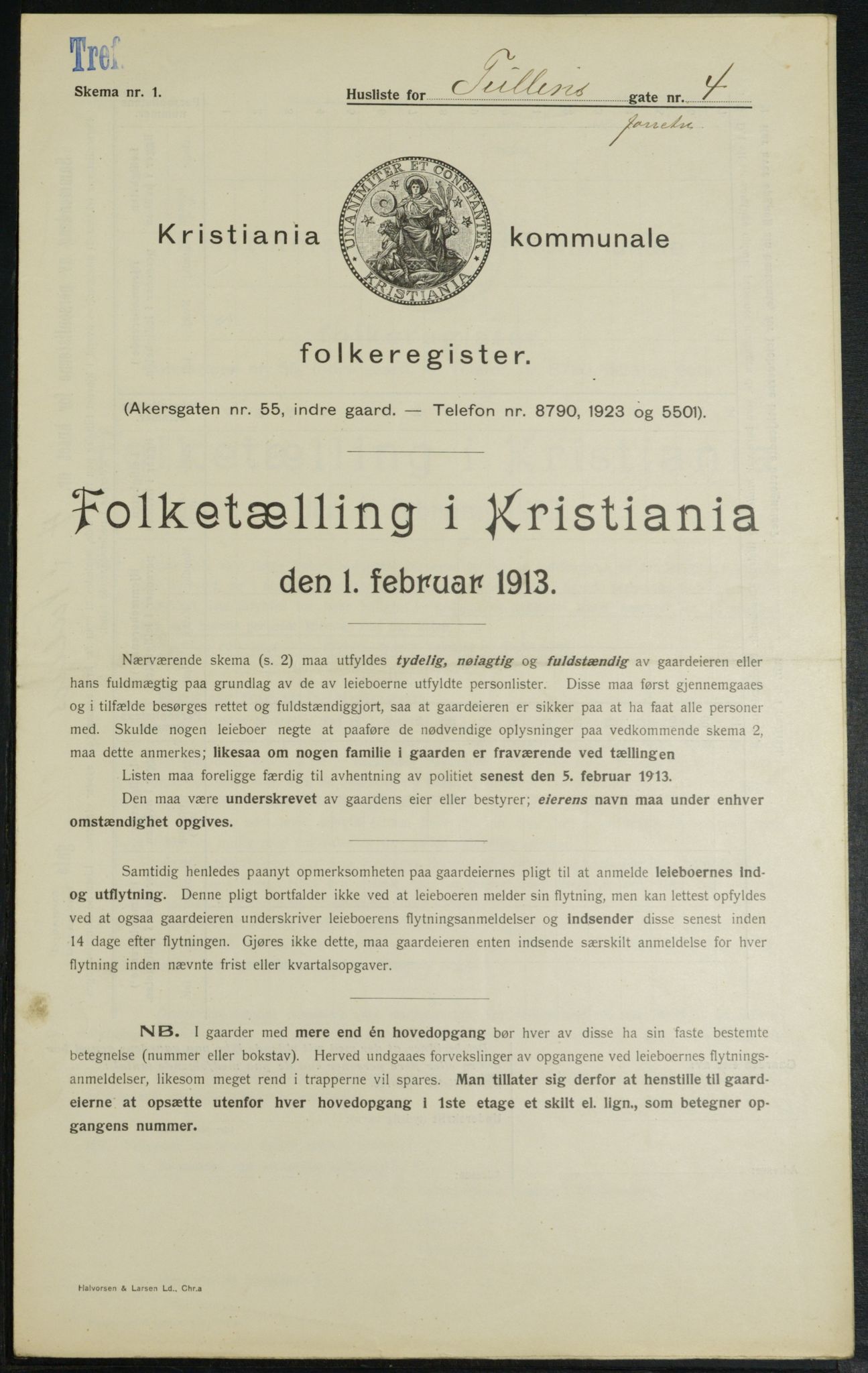 OBA, Municipal Census 1913 for Kristiania, 1913, p. 117355