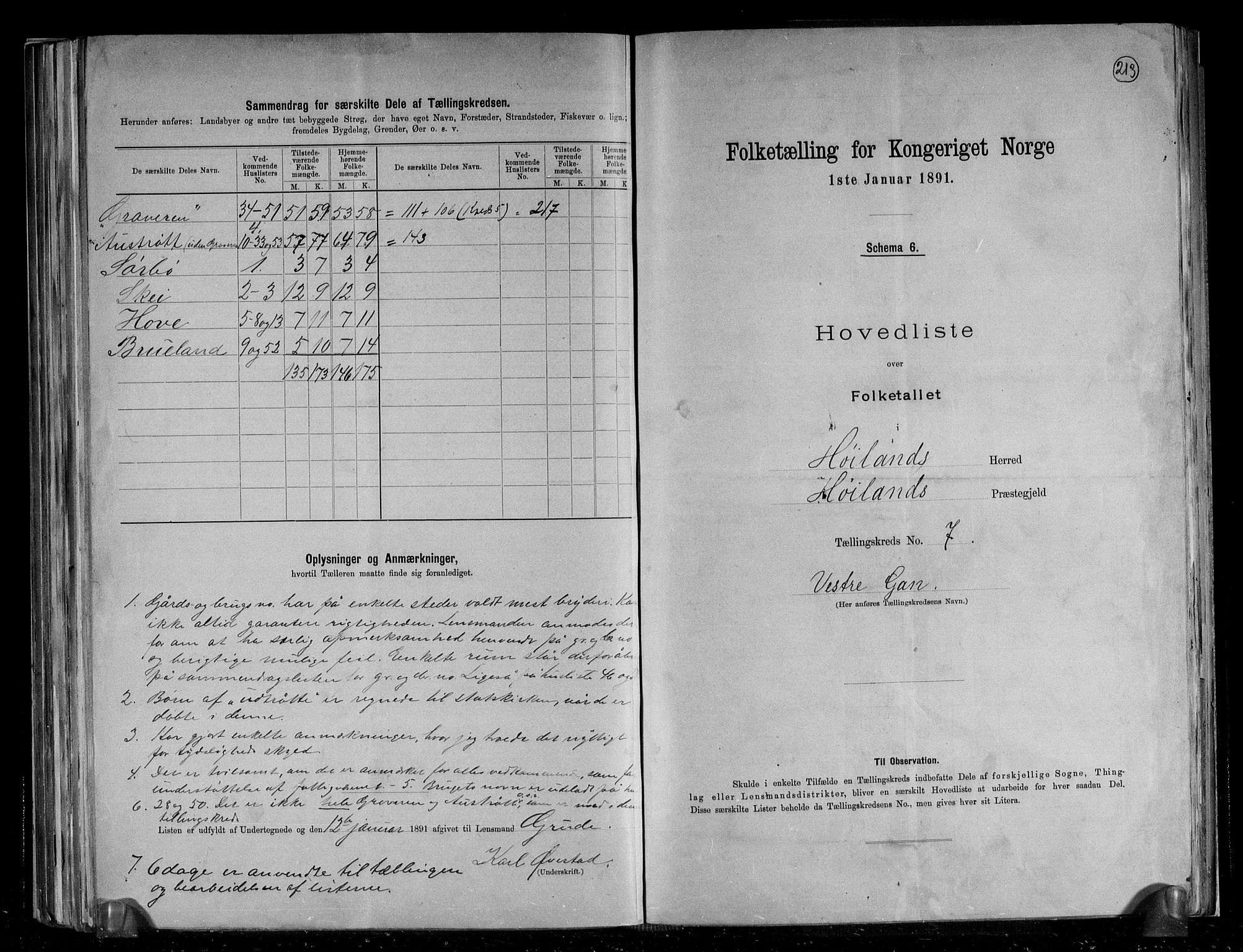 RA, 1891 census for 1123 Høyland, 1891, p. 16