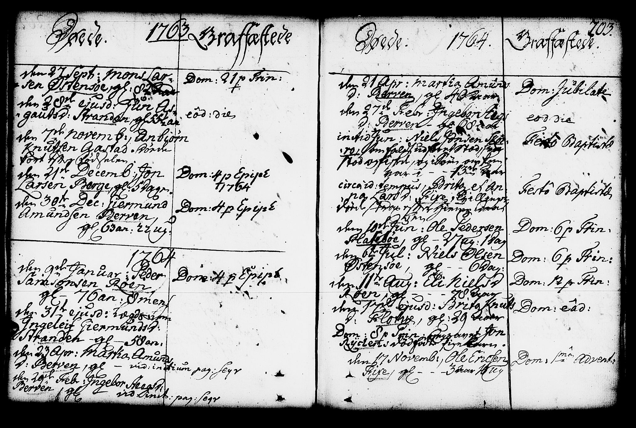 Kvam sokneprestembete, SAB/A-76201/H/Haa: Parish register (official) no. A 4, 1743-1795, p. 203