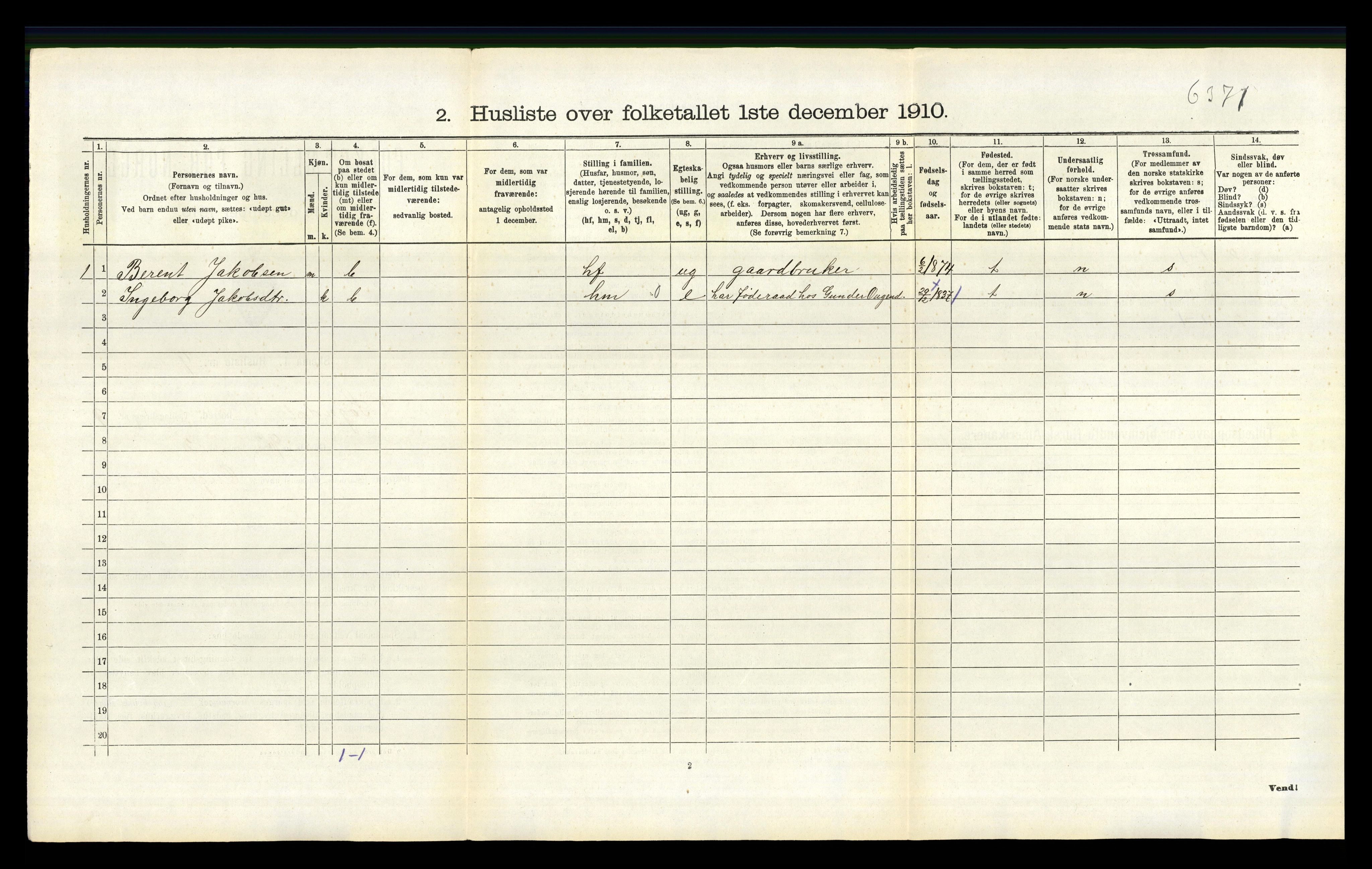 RA, 1910 census for Sokndal, 1910, p. 861