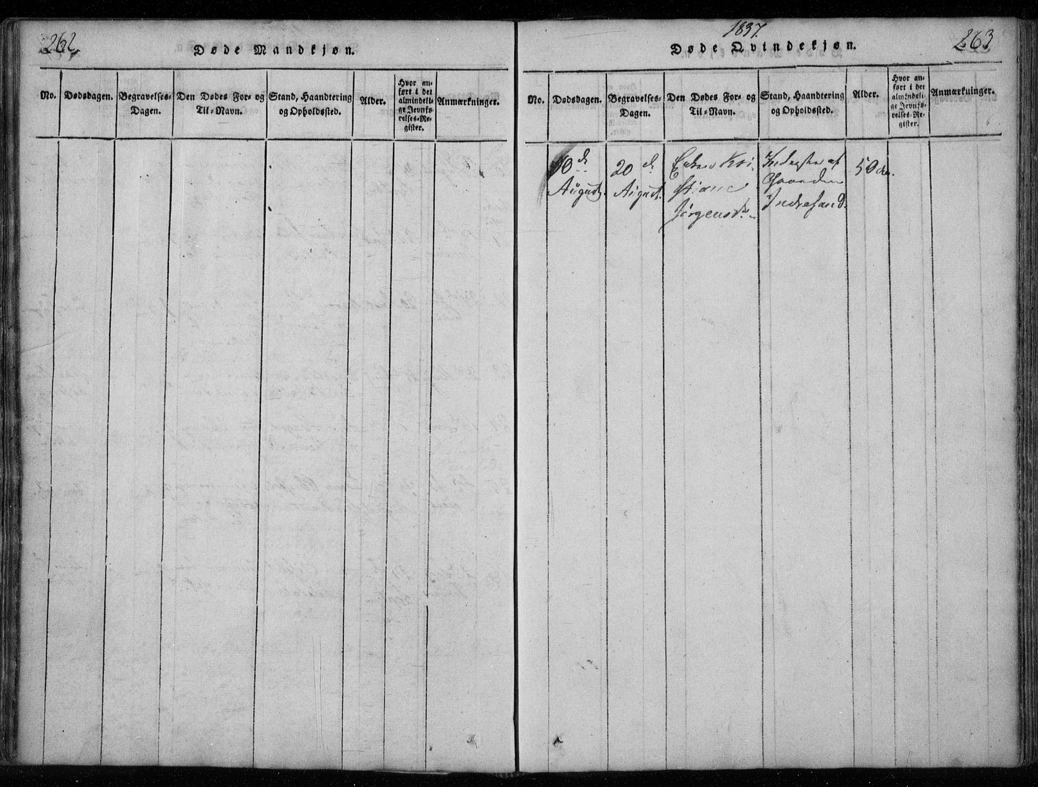 Ministerialprotokoller, klokkerbøker og fødselsregistre - Nordland, AV/SAT-A-1459/885/L1201: Parish register (official) no. 885A02, 1820-1837, p. 262-263