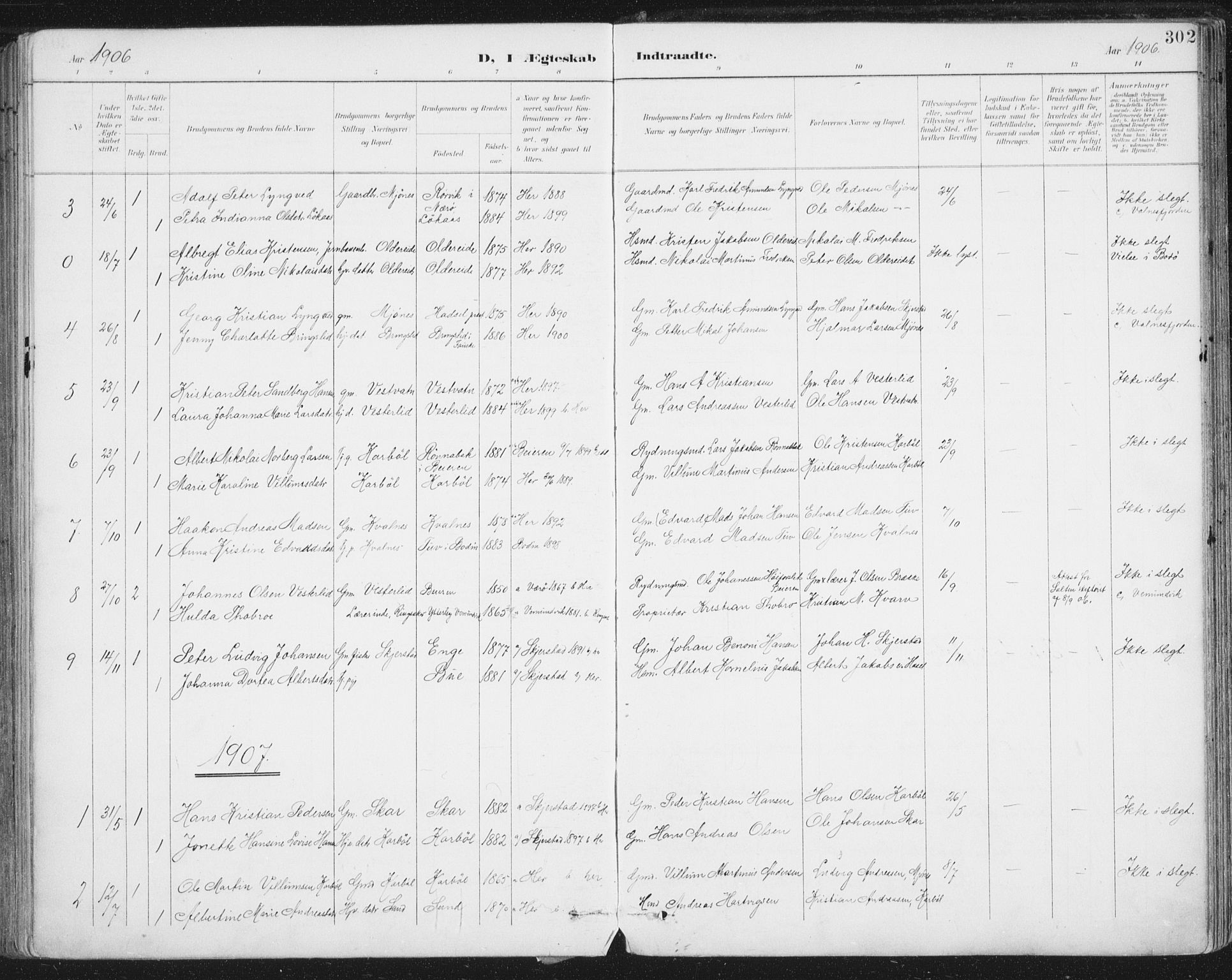 Ministerialprotokoller, klokkerbøker og fødselsregistre - Nordland, SAT/A-1459/852/L0741: Parish register (official) no. 852A11, 1894-1917, p. 302