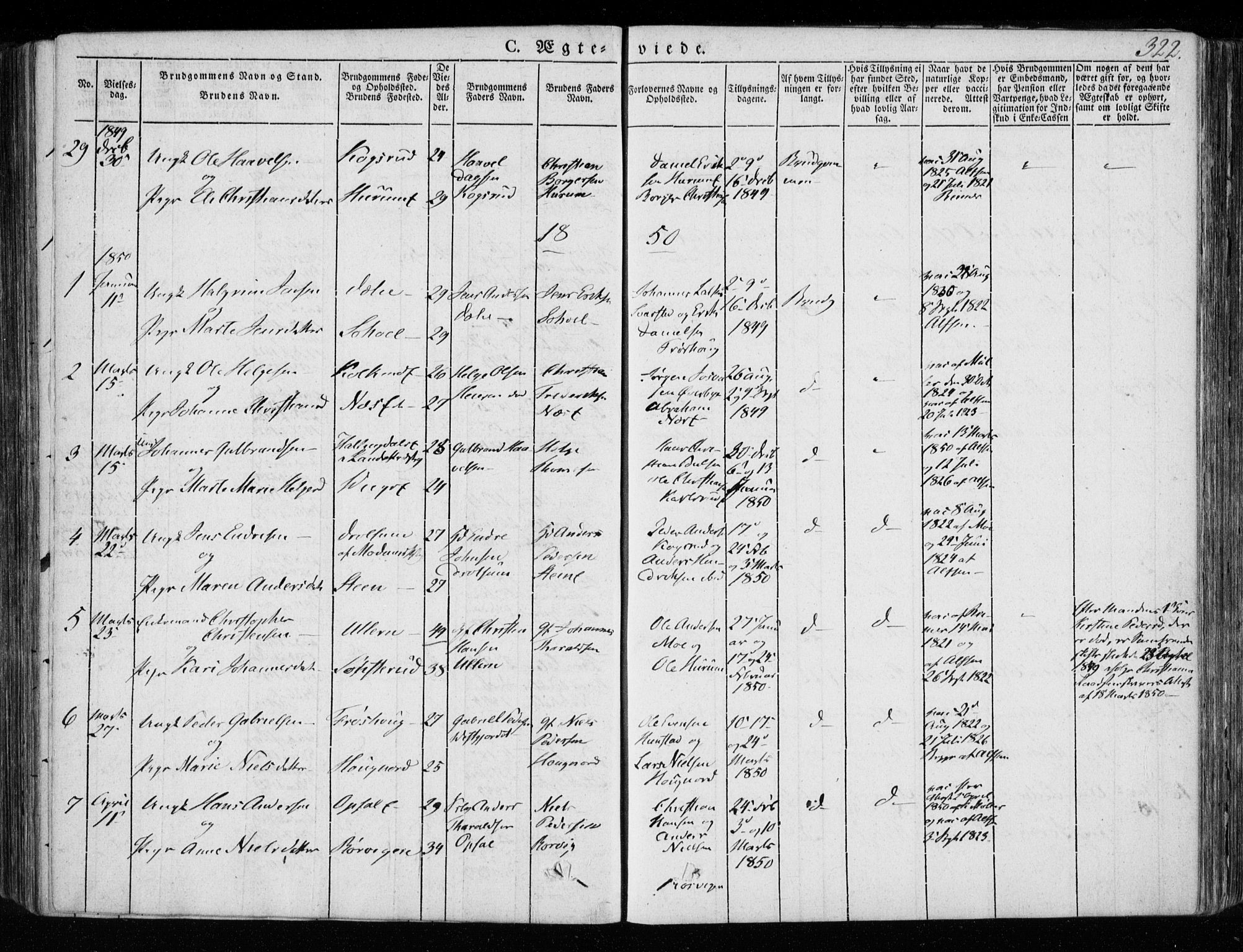 Hole kirkebøker, SAKO/A-228/F/Fa/L0005: Parish register (official) no. I 5, 1833-1851, p. 322