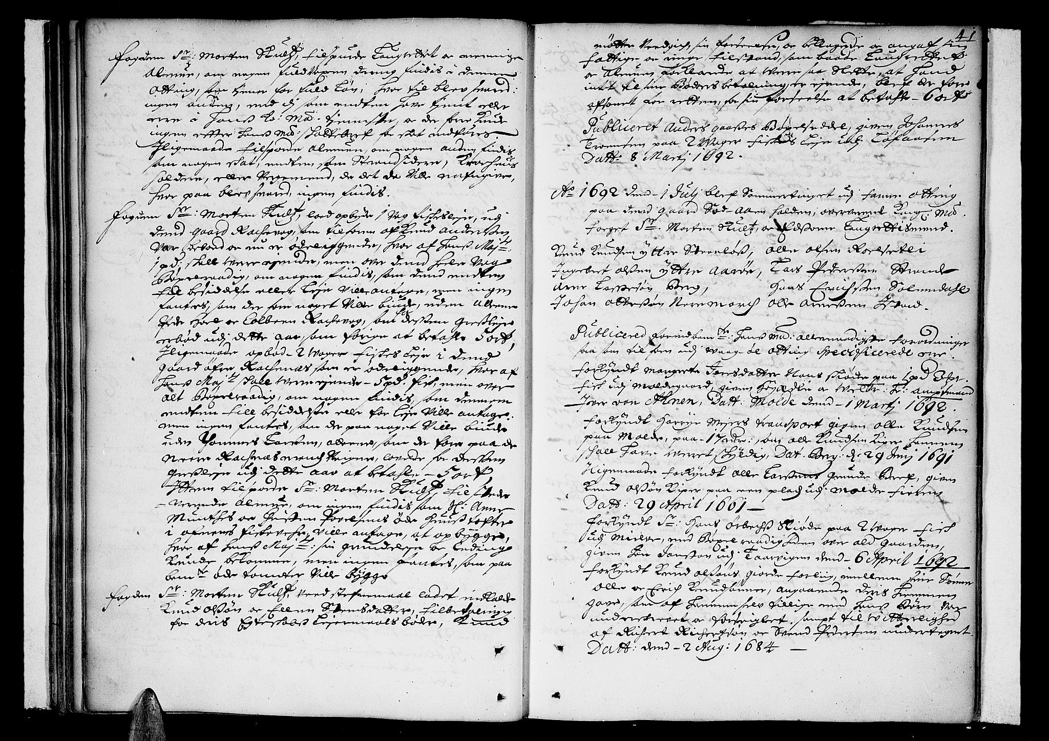 Romsdal sorenskriveri, SAT/A-4149/1/1/1A/L0002: Tingbok, 1690-1693, p. 40b-41a