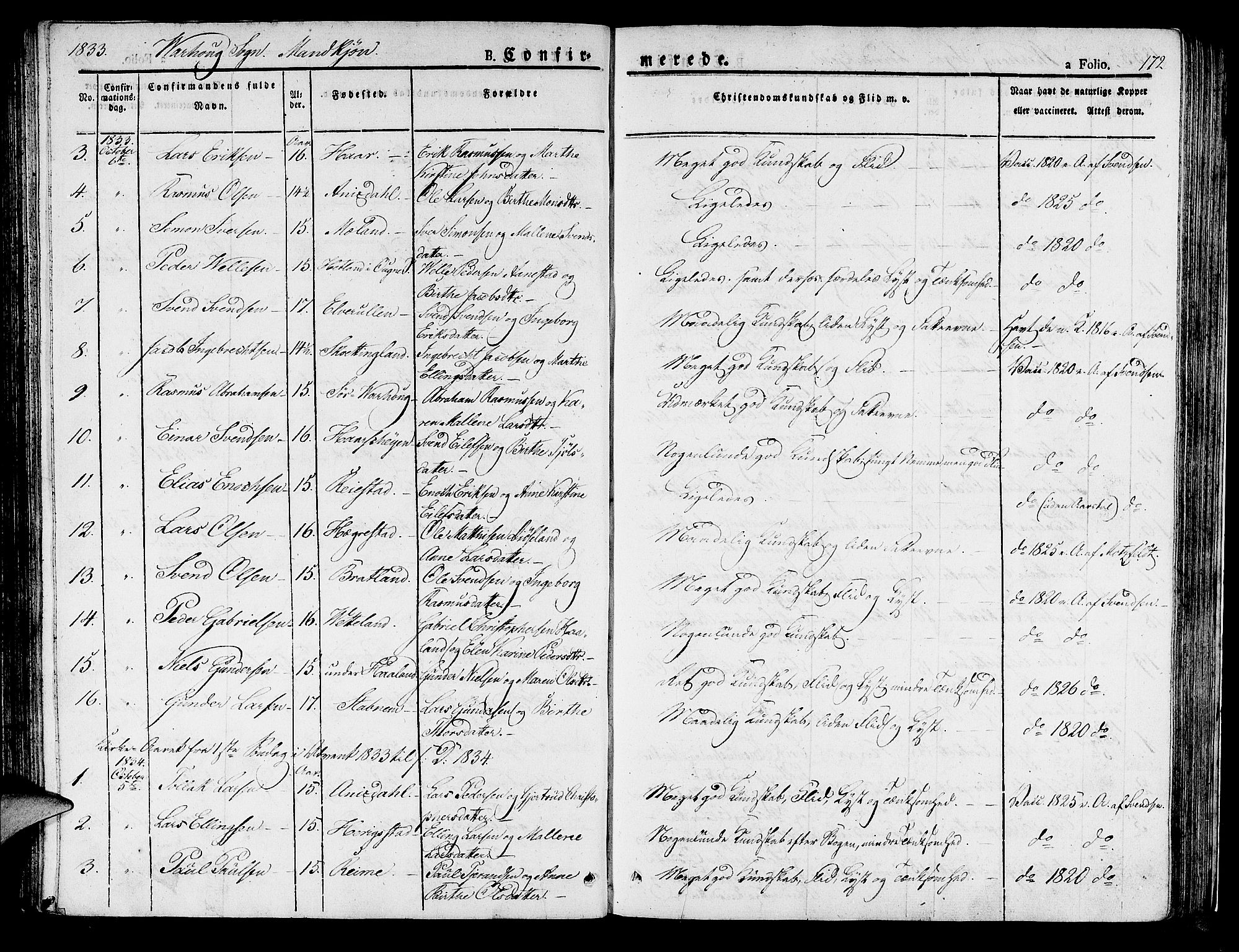 Hå sokneprestkontor, AV/SAST-A-101801/001/30BA/L0004: Parish register (official) no. A 4.1 /2, 1826-1841, p. 172