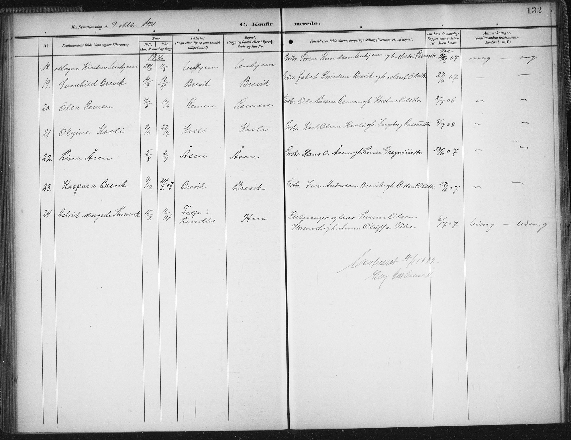 Ministerialprotokoller, klokkerbøker og fødselsregistre - Møre og Romsdal, AV/SAT-A-1454/545/L0589: Parish register (copy) no. 545C03, 1902-1937, p. 132