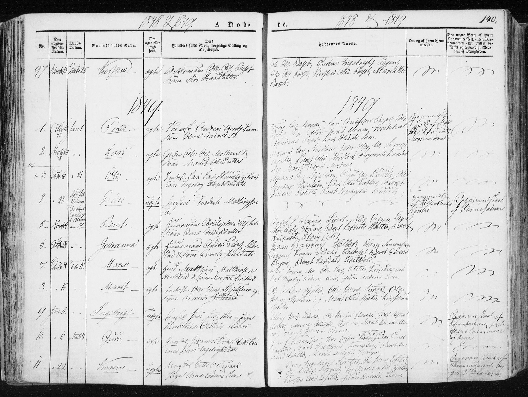 Ministerialprotokoller, klokkerbøker og fødselsregistre - Sør-Trøndelag, SAT/A-1456/665/L0771: Parish register (official) no. 665A06, 1830-1856, p. 140